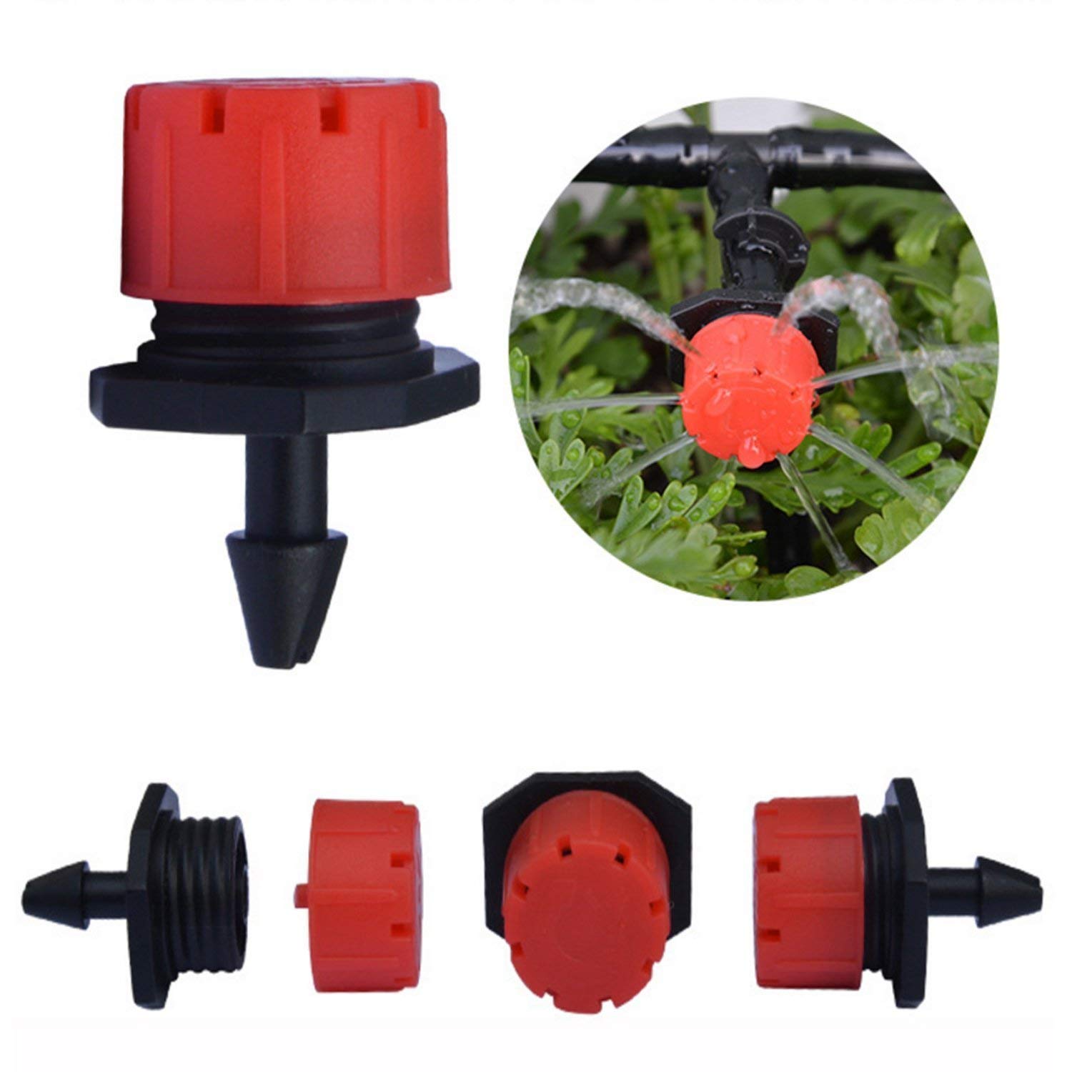 100 unidades de salida ajustable de 1/10 cm, elegante sistema de riego antigoteo, para camas de flores, jardines, césped, hierbas y jardines.