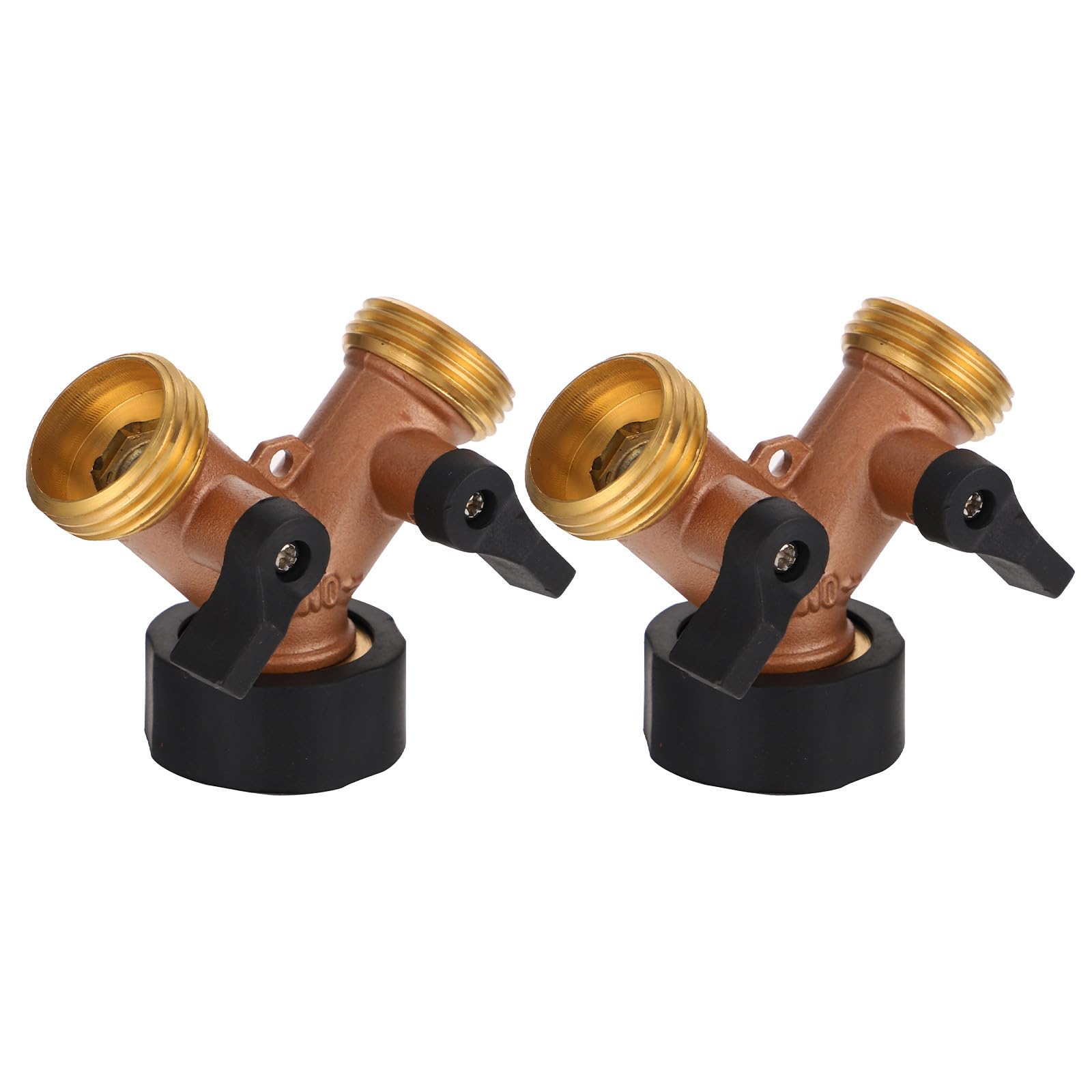 Yardwe 2 Pezzi in Ottone, Adattatore per Tubo da Giardino a 2 Vie, Raccordo rapido per Tubo dell'Acqua, valvola, Raccordo per Flessibile