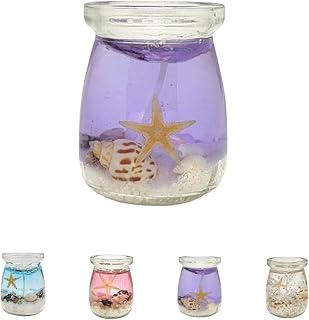 Ocean Theme Gel Candle, 7.05oz Jelly Candle, Blue, Purple, Pink, Transparent, Aromatherapy Candle, 2.76" x 2.36" x 2.36" Handmade Candles for Meditation SPA Relaxation Yoga(Purple)