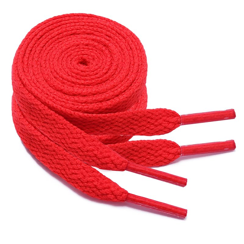 Polar Rabbit 2 Pairs Flat Shoe Laces for Sneakers 5/16 Wide Athletic Shoelaces Boot Strings in 24-79 for Kids Adults Red 190CM 75