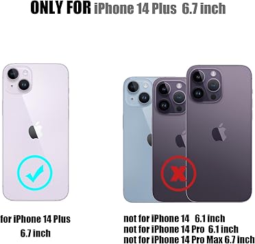 Nvollnoe iPhone 14 Plus用ケース、カードホルダー付き、高耐久 保護 デュアルレイヤー 耐衝撃 隠しカードスロットスリムウォレットカバー iPhone 14 Plus用 女性用 & 男性用 ブルー