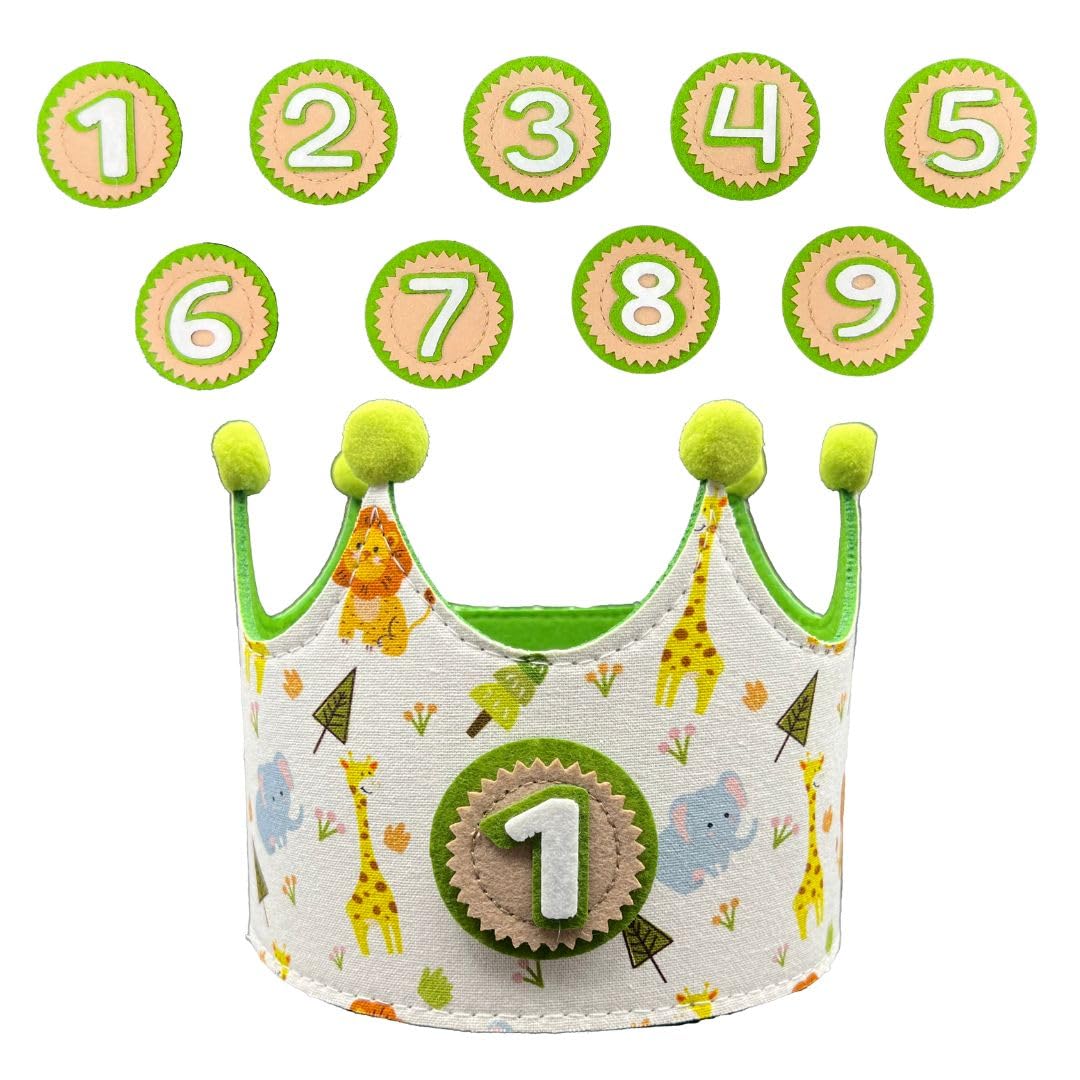 Intirilife Vilten Verjaardagskroon met Verwisselbare Nummers 0-9 in Roze-Grijs - 57.5 x 18.2 cm - Verstelbare Kroon voor Jongens en Meisjes, voor Verjaardag, Feest, Kinderen, Decoratie