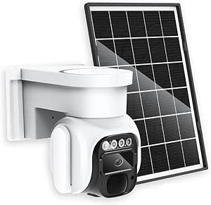 Cellular Security Camera Wireless Outdoor,No Wifi Solar Powered 4G LTE Outside Camera , 2K Color Night Vision, PIR Motion Sensor, 360° Live View, 2-Way Audio, SIM Card$ SD Card Included, Free Trial asin的图片