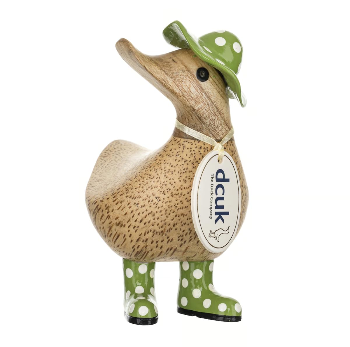 DCUK Spotty Hat and Welly Wooden Ducky - Green