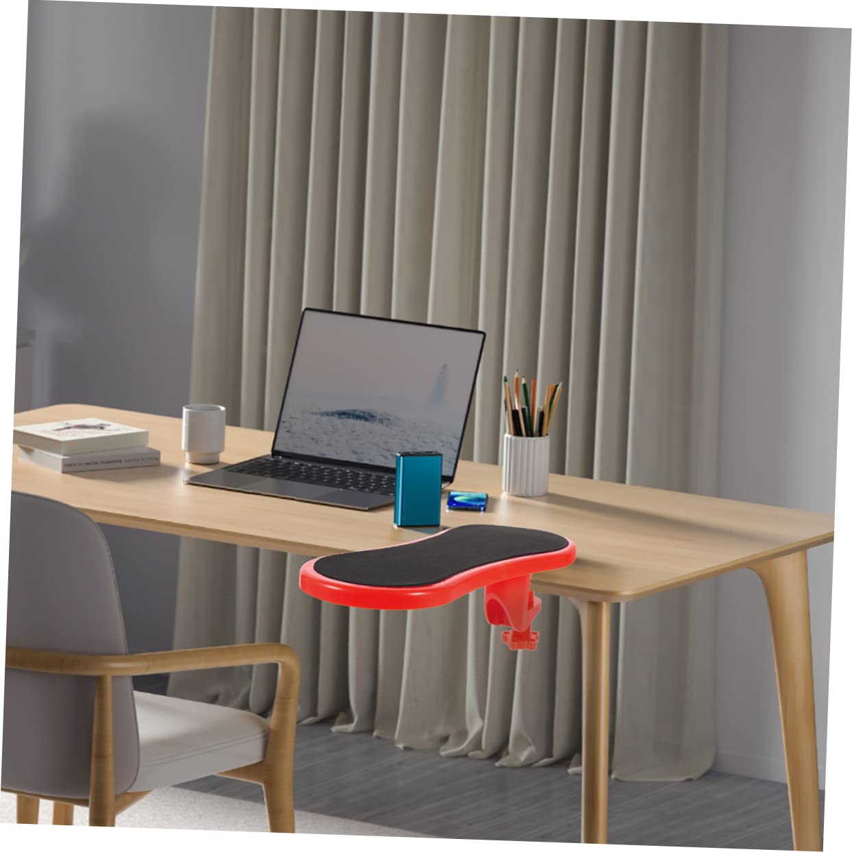 SHINEOFI Supporto Poggiabraccio Ergonomico per Scrivania 2 Pezzi, Poggiapolsi in Gomma e Cotone, Design Leggero e Portatile per Casa e Viaggi di Lavoro