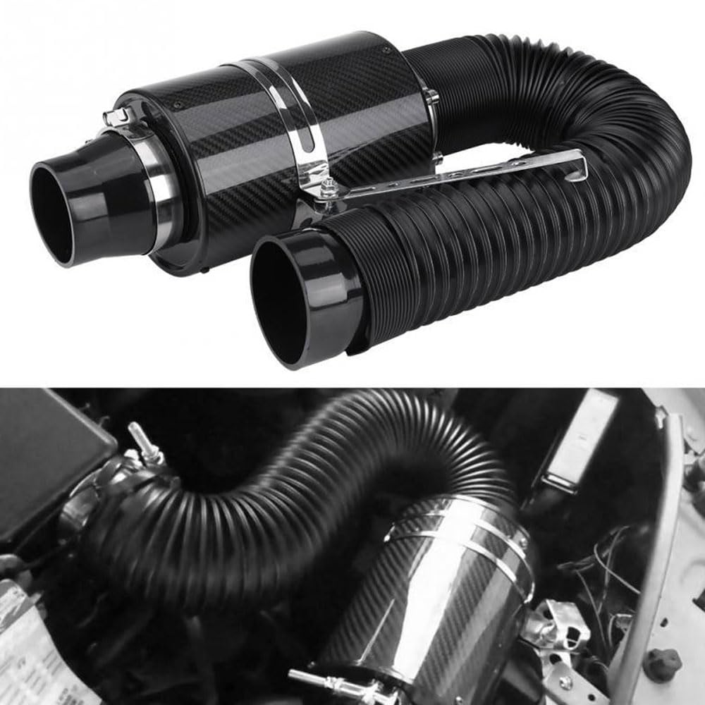 1 Juego Universal de Filtro de Aire Frío de Fibra de Carbono de 3 Pulgadas para Coche, Kit de Manguera y Tubo de Admisión de Aire Cerrado Universal Filtro de aceite motor Filtro de aceite