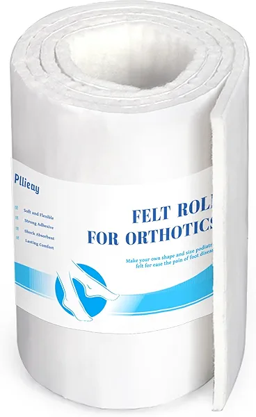 Pllieay Felt Rolls with Adhesive Backing, Orthopedic Felt Roll 1/4" Thick 6" x1.1yd Quality Rayon Blend for Provide Cushioning and Support in Pain Foot
