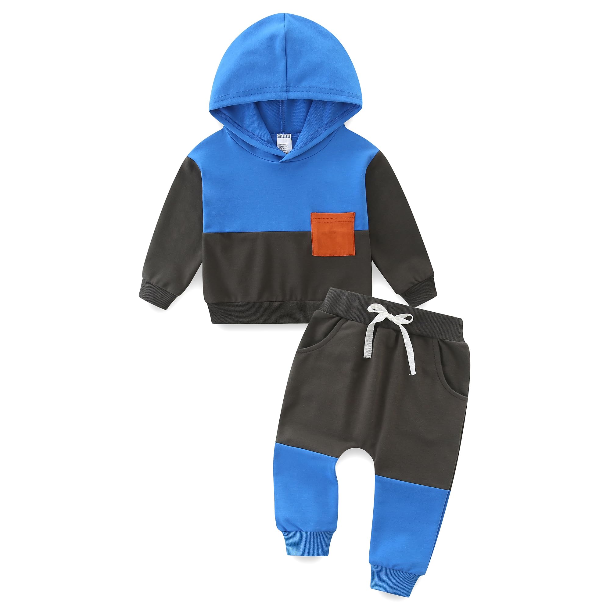 Baby Boy Outfits Short Long Sleeve Pants Clothes Set Spring Summer Hooded Patchwork Sweatshirt