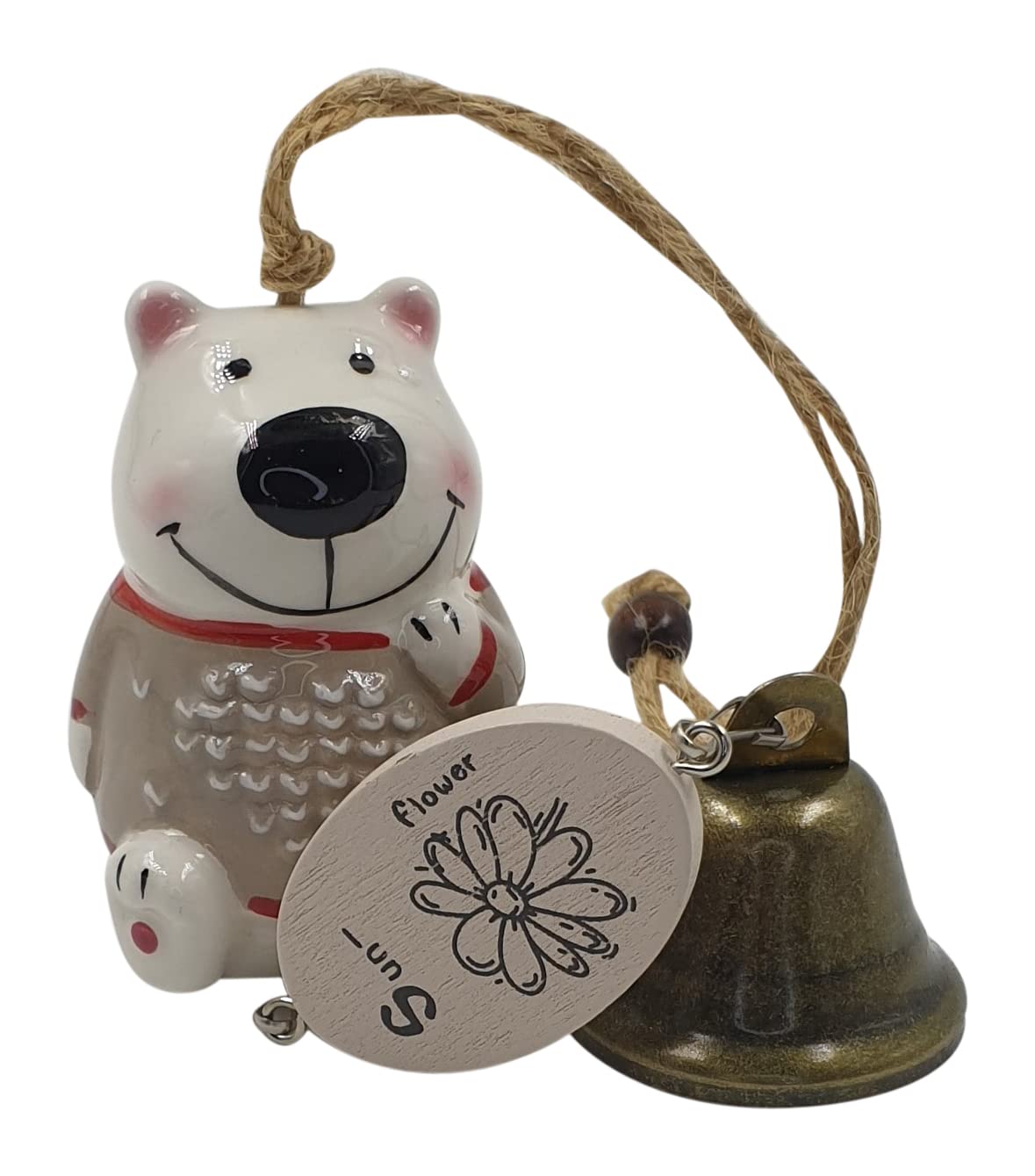 Sorrel-Inspired Living Ceramic Decorative Hanging Bear (5 x 19 cm, Grey)