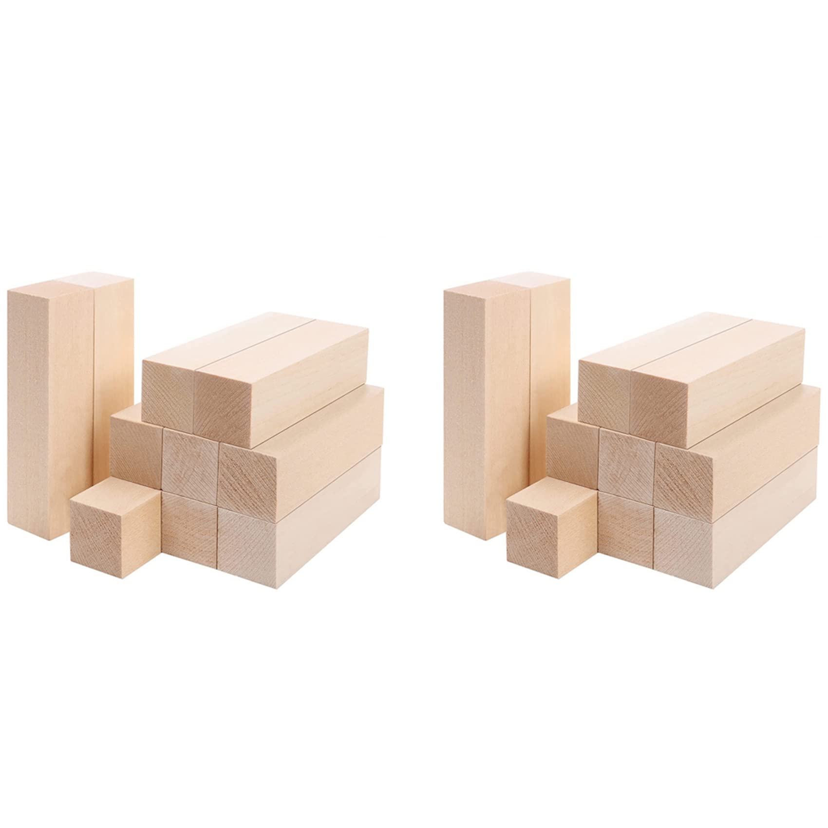 Jnchdghwa Picture Color Large Carving Wood Blocks (20 Pack) 4 X 1 X 1 Inches Unfinished Basswood Project Craft Kit Diy Hobby Set For Beginners