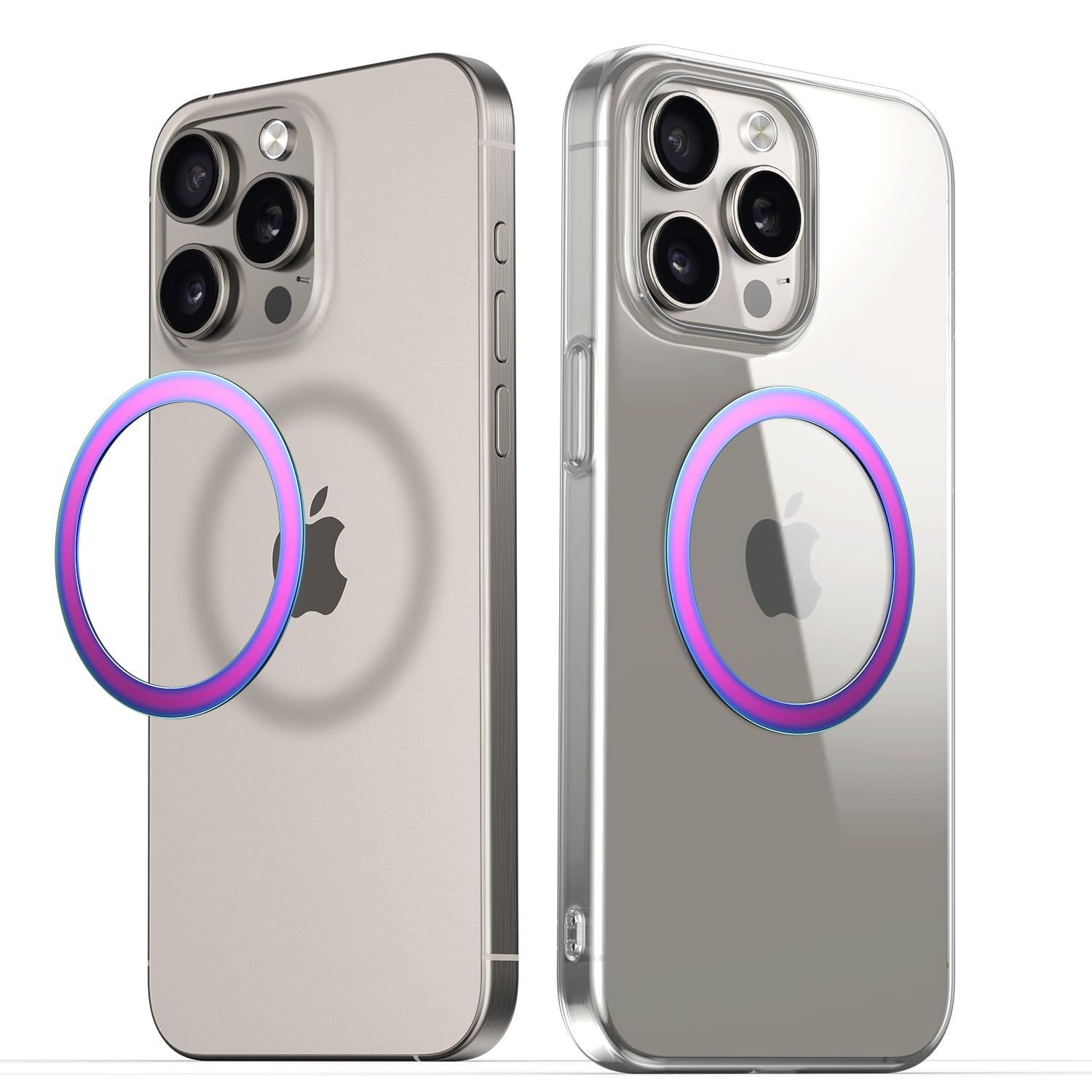 Magnetic Ring Sticker for Magsafe Premium Universal Conversion Magnetic Adapter Kit for kindle,Phone Case,Wireless Charger, Car Mount, Wallet, 2pack (Mirror Mulitcolor 0.5mm)