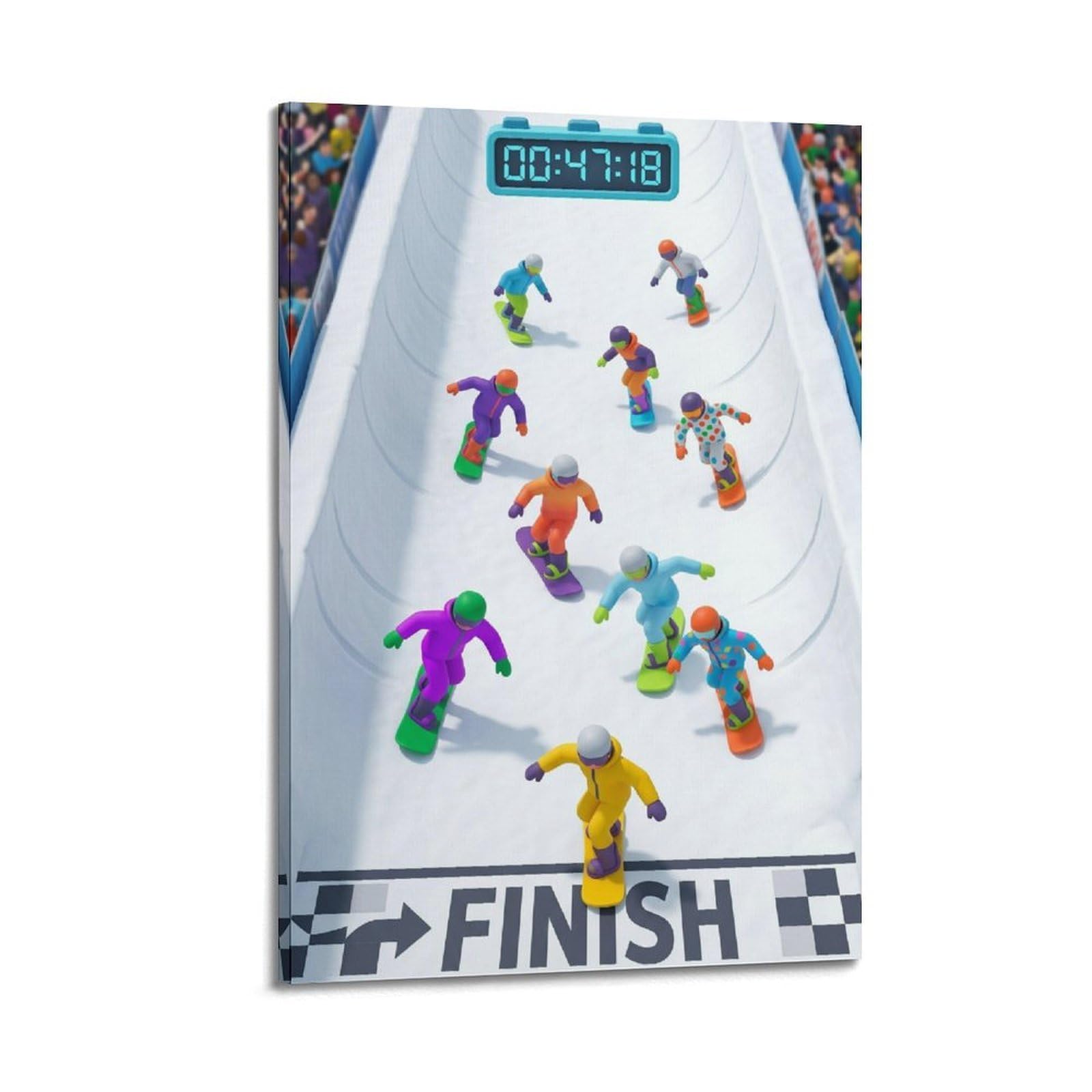 OLYHTR Snowboarding Race Poster Modern Decorative Canvas Prints - Ideal Wall Art for Family, Man Cave, Game Room, Boys & Girls Bedroom 24x36inch(60x90cm)