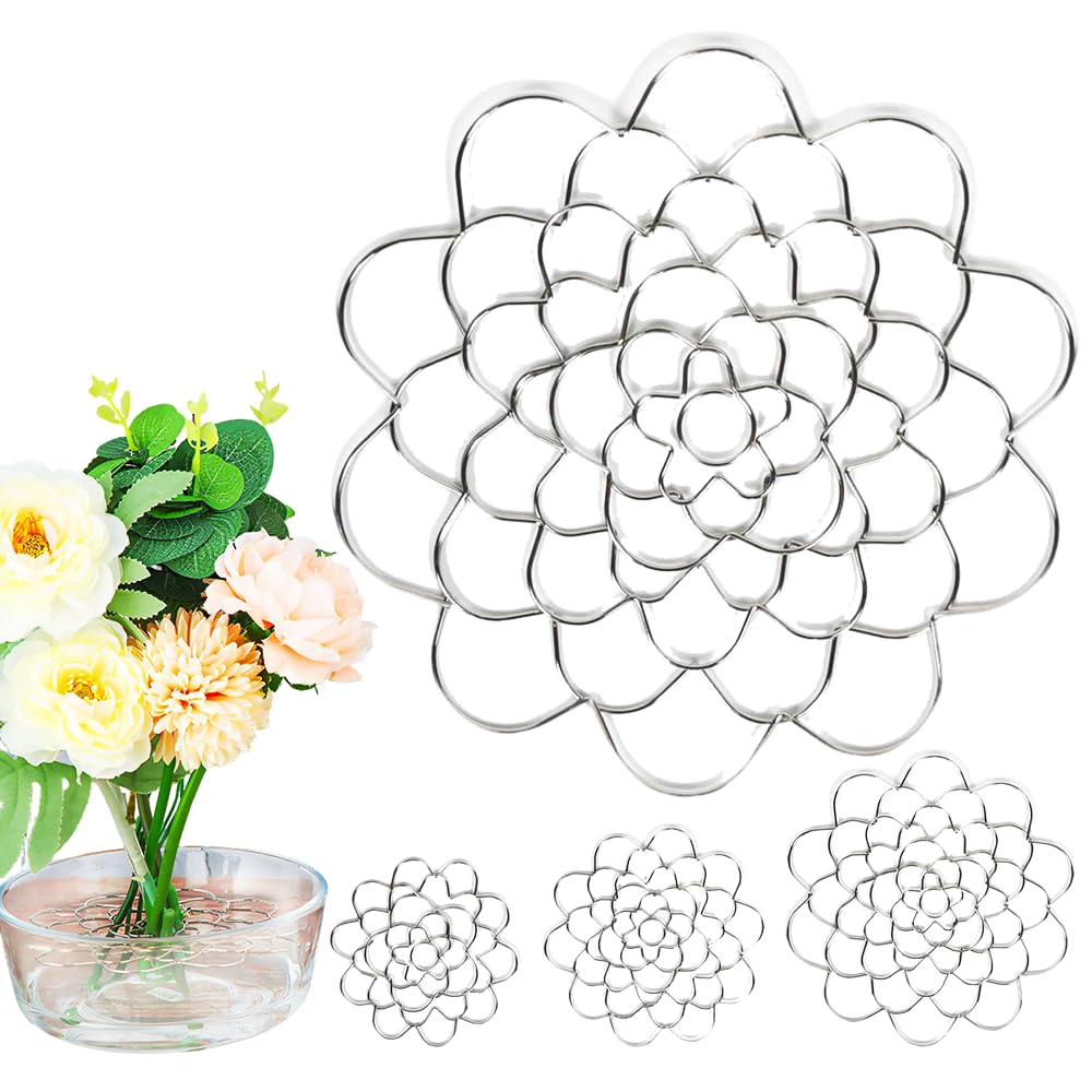 Flower Grid for Vase, Flower Arrangement Holder, Flower Cages for Floral Arrangements, DIY Flower Arrangements Supplies Tools, Suitable for Vase Floral Stems Bouquets Plant Fixation (Sliver-4in)