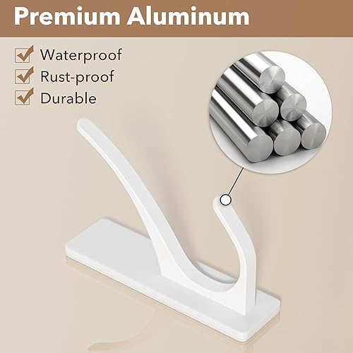 Miniatura 5 de Paquete de 10 ganchos autoadhesivos para colgar abrigos, dobles, de acero inoxidable, resistentes, para toallas, mochilas y sombreros, para baño,