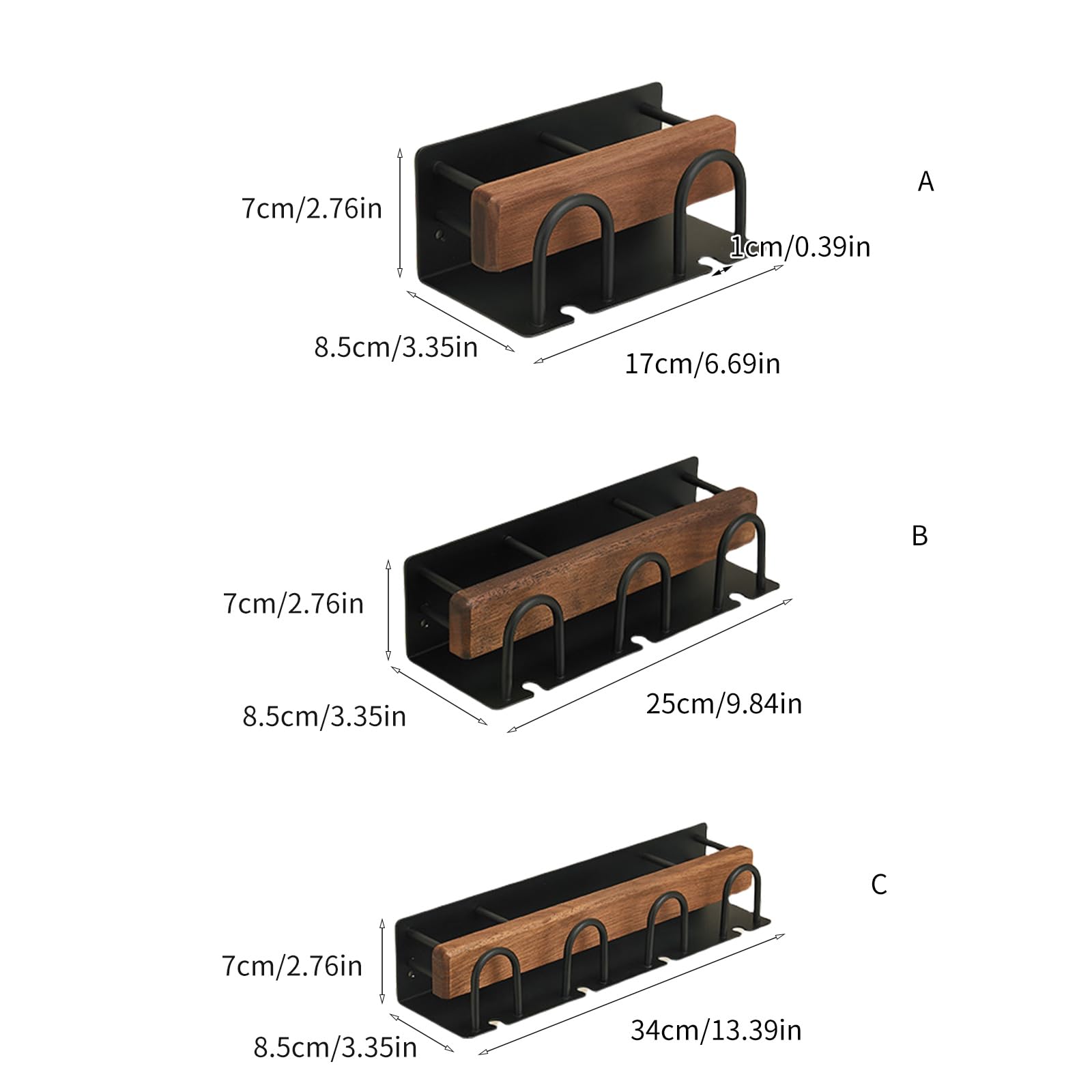 Genérico Soporte De Pared para Cepillo De Dientes Eléctrico, Fabricado En Madera Y Aluminio, No Requiere Taladrar (Black For Two Persons)