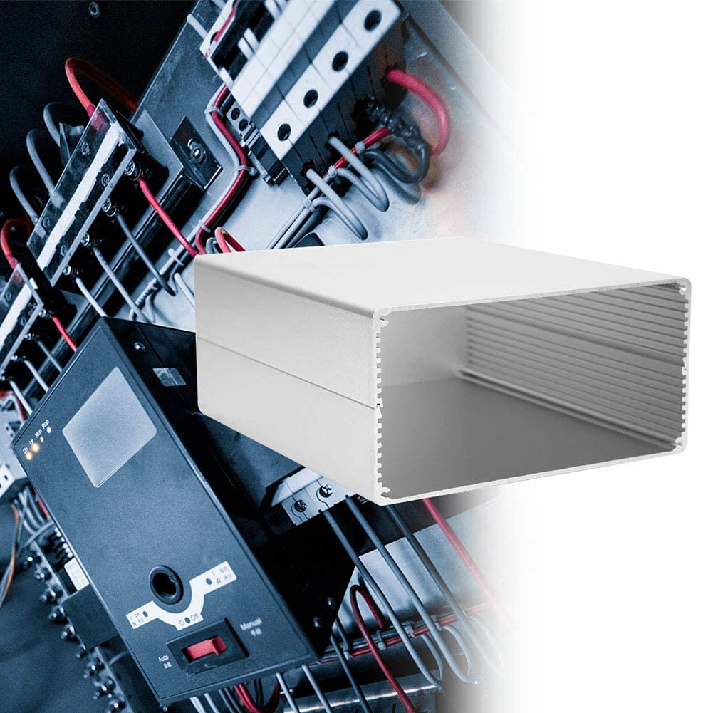 Caja electr¨®nica DIY para proyectos, caja aluminio plata mate 80x160x180 mm con paneles PCB y disipaci¨®n de calor, ideal para montaje electr¨®nico, prototipado y electr¨®nica de aficionados