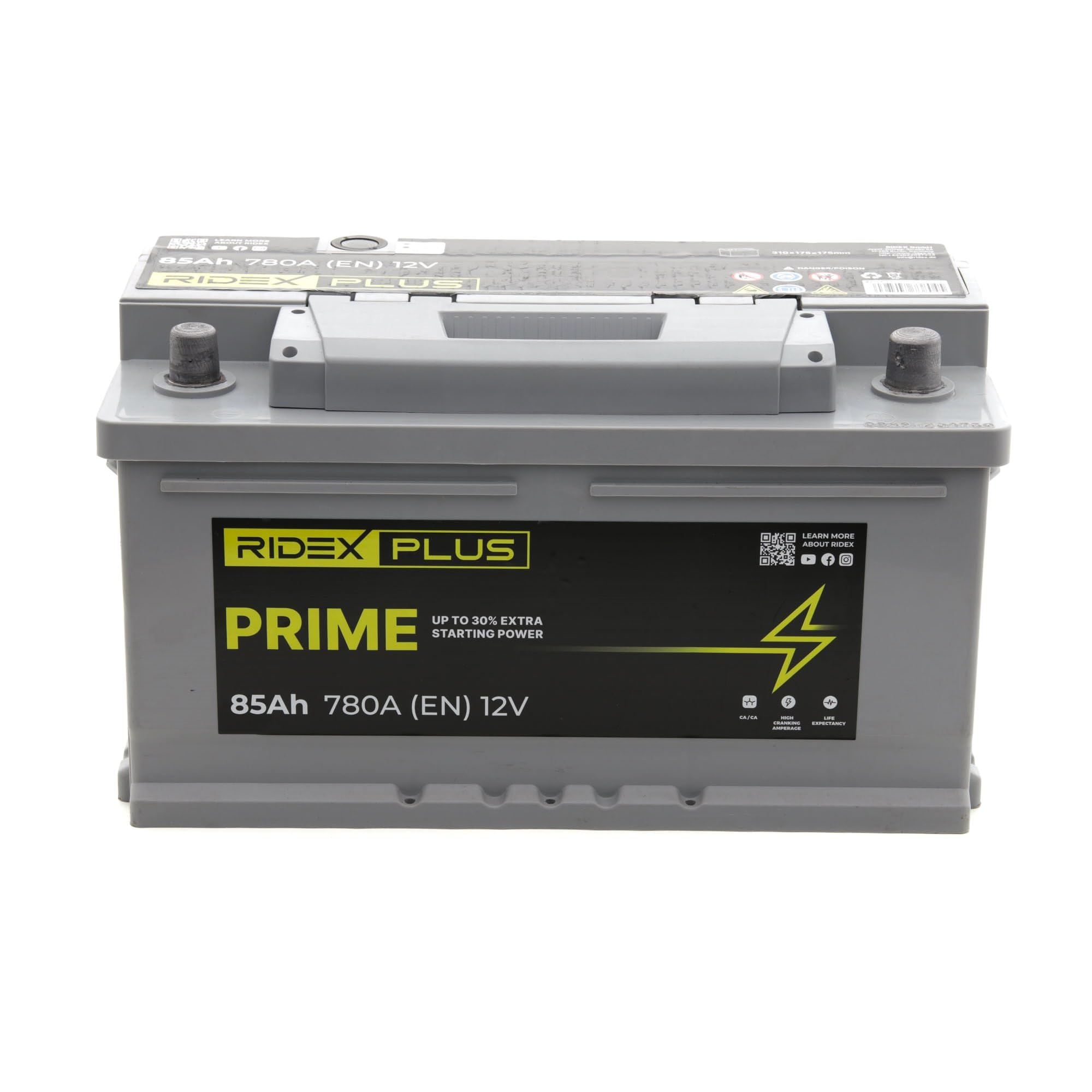 RIDEX PLUS 1S0027P Prime Batería Coche 85Ah 780A 12V B13 DIN/ISO LB4 Baterías de Arranque de 80Ah 75Ah 70Ah Compatible con FORD Fiesta Mk6 Hatchback CB1, CCN, JA8, JR8 MONDEO IV Turnier BA7, AUDI, VW