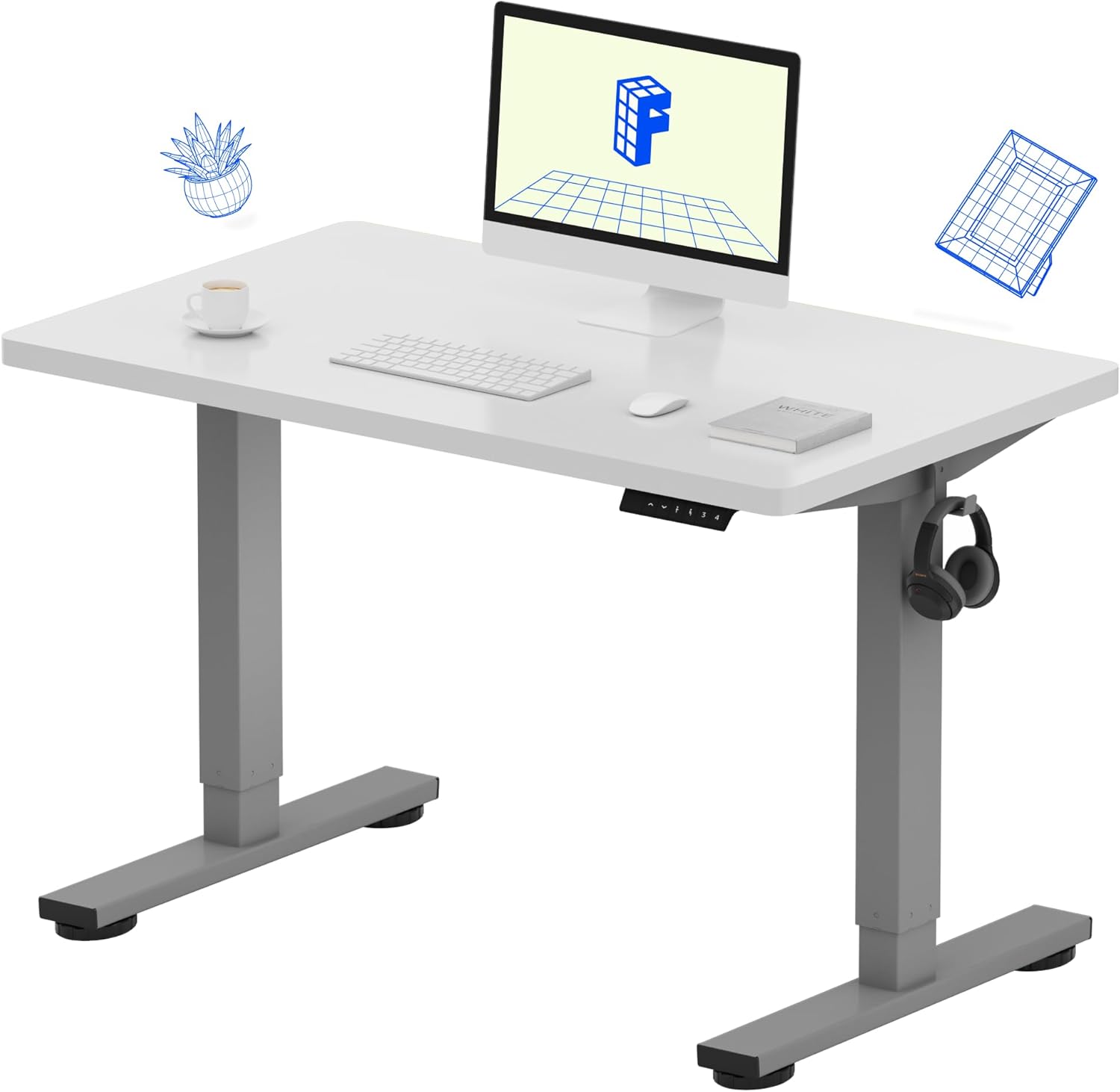 FLEXISPOT EN1 One-Piece Standing Desk 40 x 24 Inches Height Adjustable Desk Electric Sit Stand Up Desk Home Office Desks Computer Workstation (White Frame + Maple Desktop) FLEXISPOT EN1 One-Piece Standing Desk 40 x 24 Inches Height Adjustable Desk Electric Sit Stand Up Desk Home Office Desks Computer Workstation (White Frame + Maple Desktop)