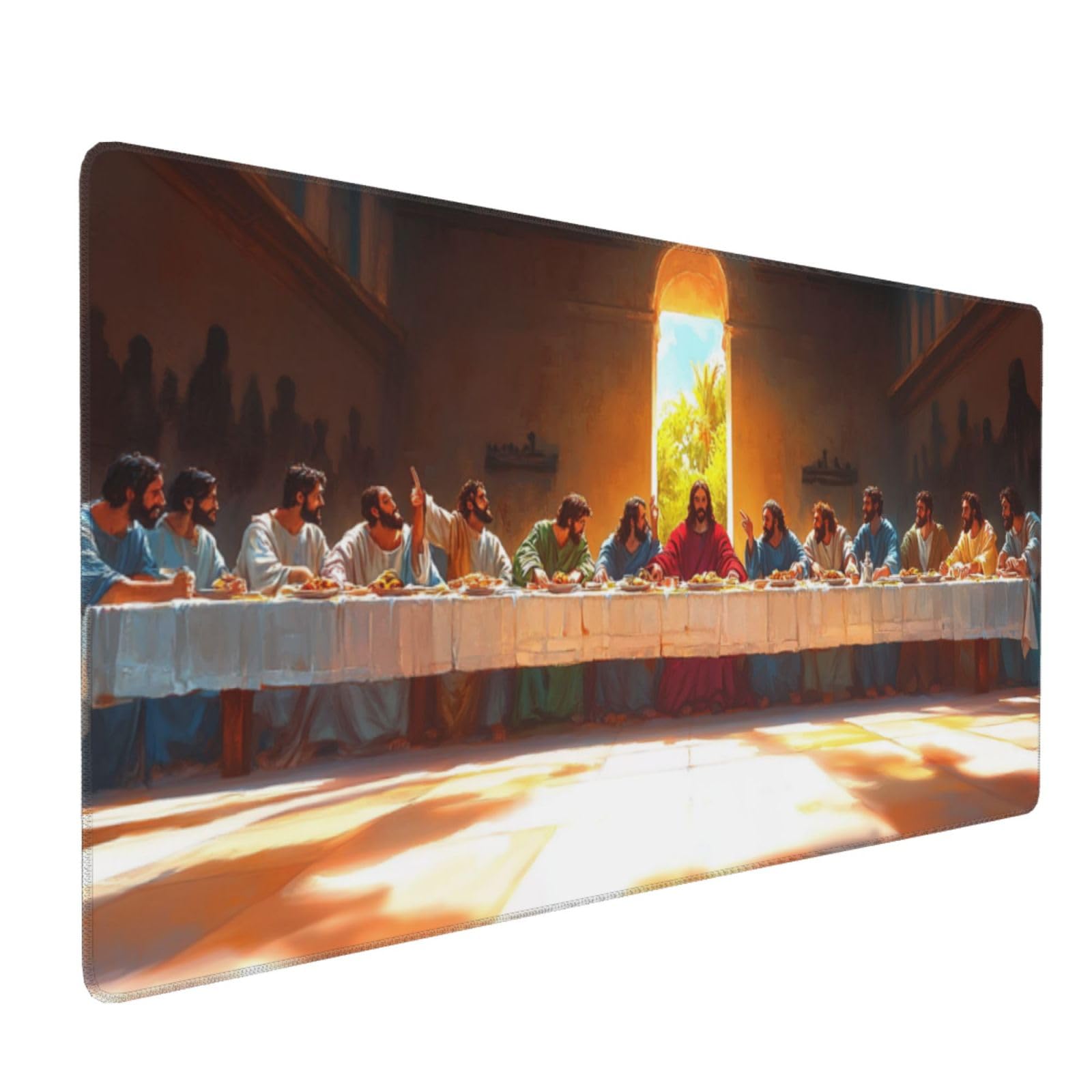 Podkładka pod mysz do gier Ostatnia Wieczerza Podkładka pod mysz XXL 1000 x 500 x 3 mm Religia Podkładka pod biurko z gumową podstawą, podkładka pod mysz z antypoślizgowymi szwami krawędziami dla