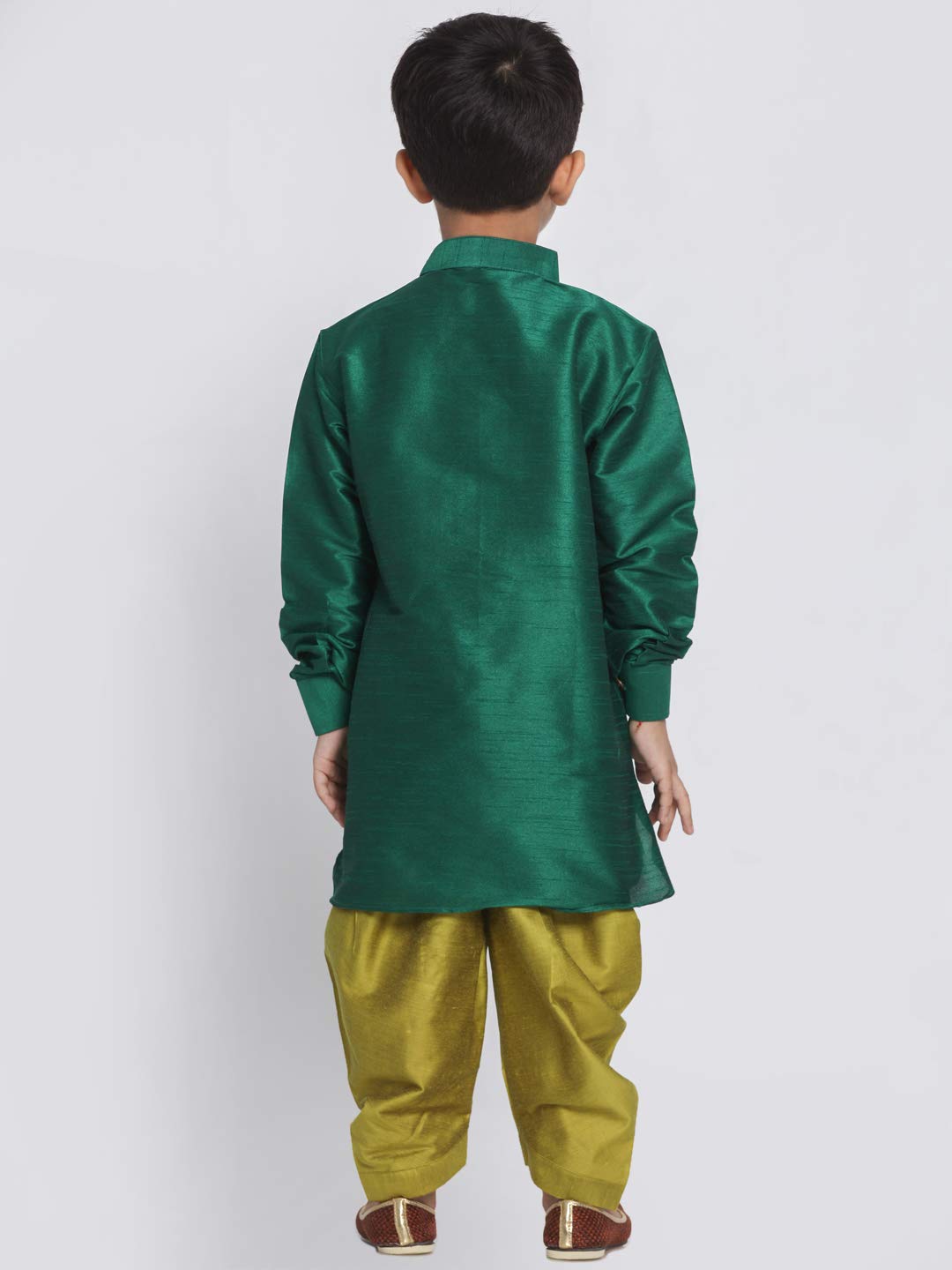 JBN Creation Boys Silk Blend Kurta and Dhoti Set - Ethnic Elegance for Festivals | Pathani Style Full Sleeves Kurta and Cowl Style Patiala Dhoti Pant Set | Traditional Attire for Kids - Image 4 thumbnail