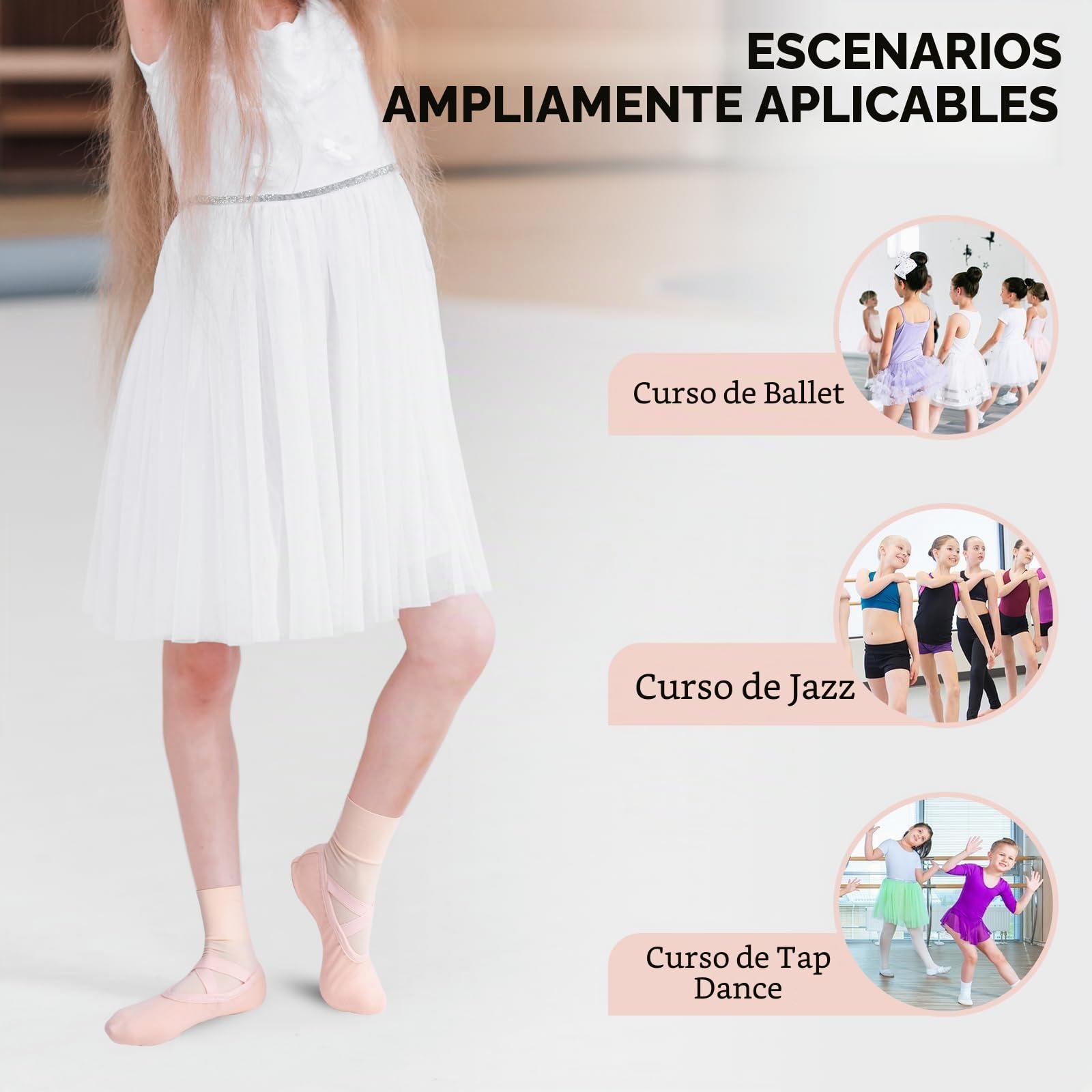 Leikedun 3 pares de calcetines de ballet para niños, transpirables, para danza al tobillo, calcetines esenciales para niñas, ballet, clic, jazz, gimnasia, danza moderna