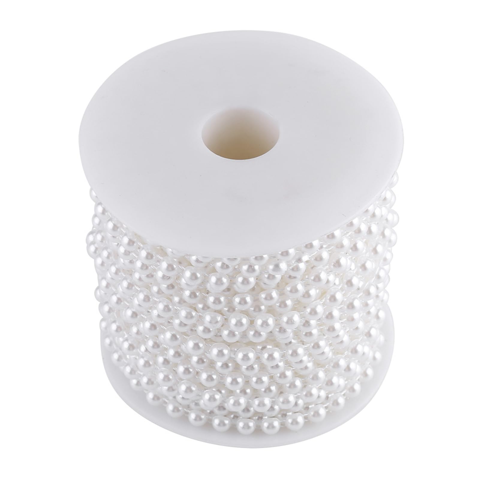 Oumefar 25 Metri Di Catena Ghirlanda Con Perle Finte Mezza Rotonde – Bianco, Perfetta Per Decorazioni Matrimoniali E Fai Da Te - 3