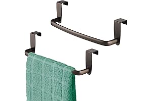 mDesign Cabinet Towel Rack Hanger Organizer in Bronze, 2 Pack