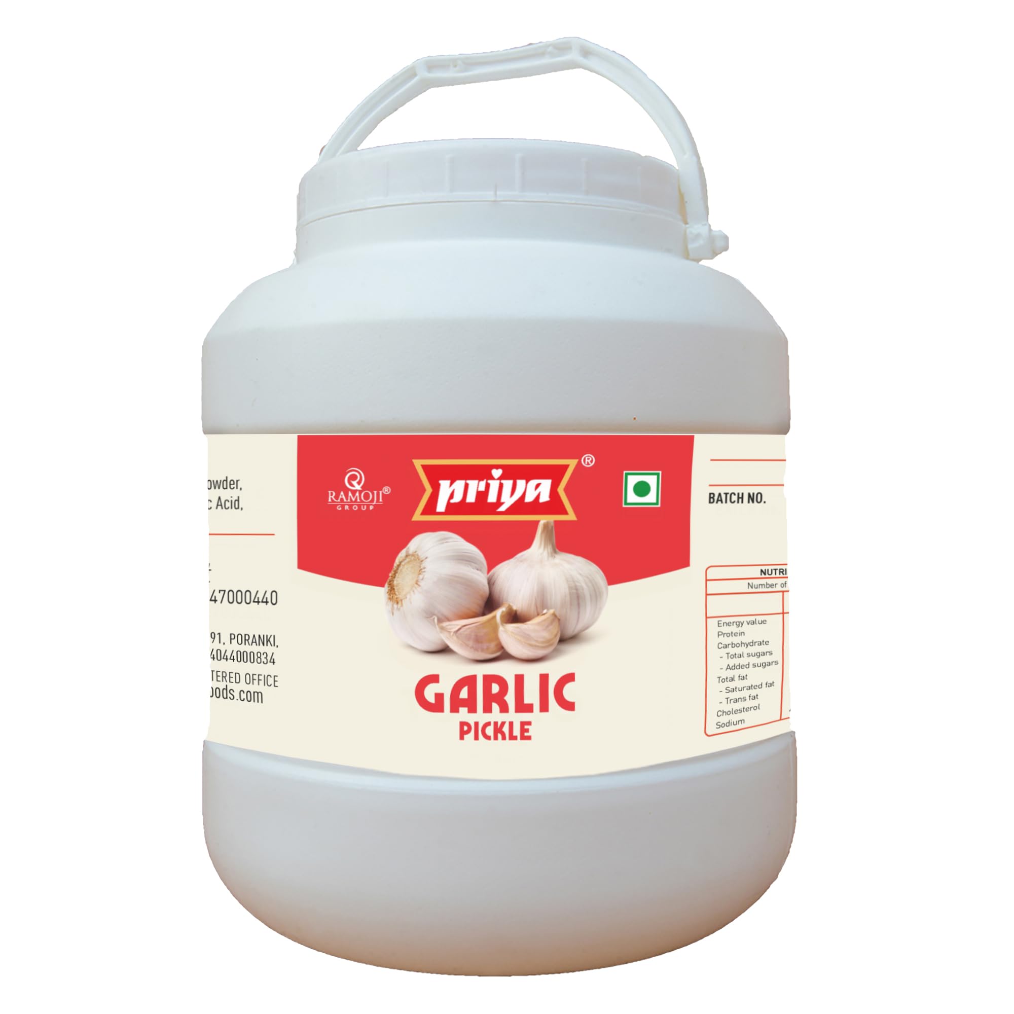 Priya Garlic Pickle, 5kg - Homemade Lahsun Achar - Traditional South Indian Taste