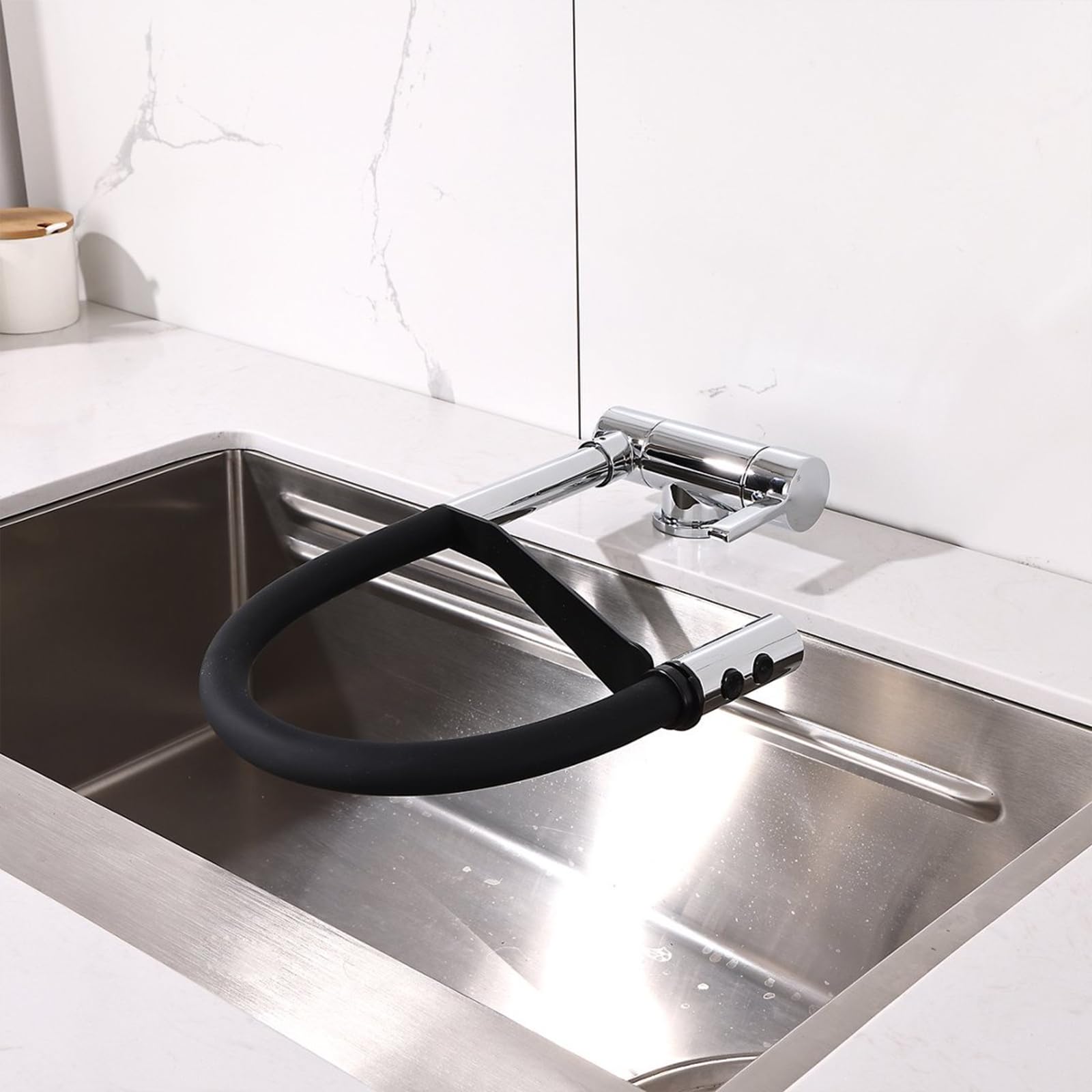 ZYCHSJXA Front Window Kitchen Tap Folding Chrome Sink Taps Mixer Brass 2-Mode-Chrome Plated