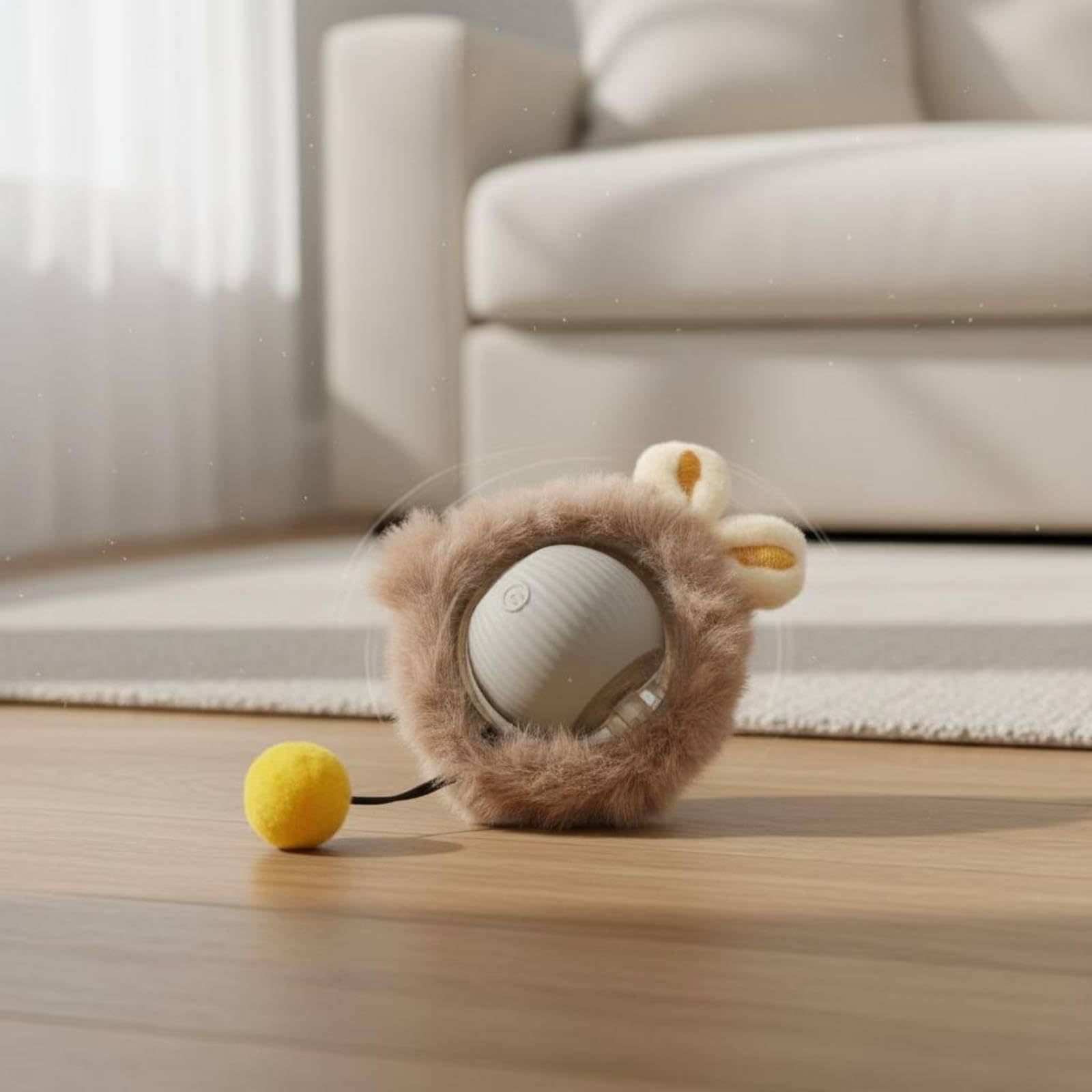 6xFurry Katzenspielzeugball, Flauschige Katzenkugel für Den Boden, 6 Stück