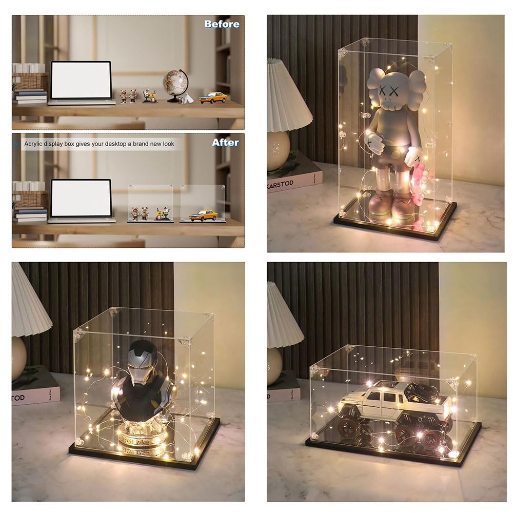 20x20x20cm 3mm Acrylique Vitrine Exposition pour Lego Creative Workbench 21265 Imperial TIE Fighter 75300 Agrabah's Palace 40613 76247 31133, Transparent Boîte de Présentation