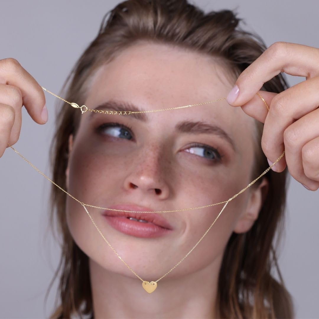 MILOR Collana doppia donna in Oro 9Kt con ciondolo a cuore – Collana multifilo donna ipoallergenica – Gioielli made in Italy – Regalo per compleanni, anniversari, festa della mamma