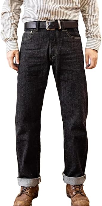 Generic Mens Jeans Straight Fit Selvedge Washed Jeans