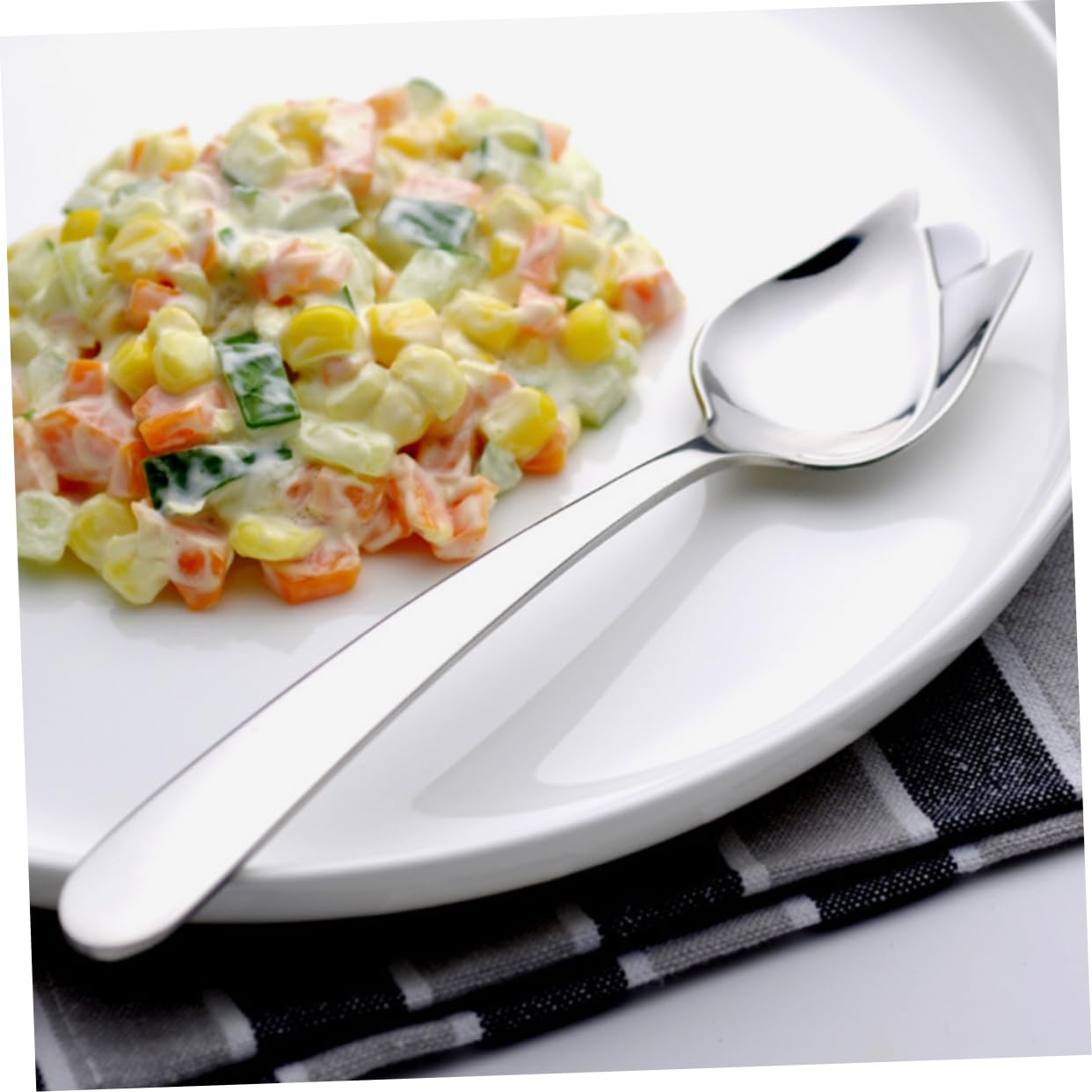 FRCOLOR 8pezzi Cucchiaio Curvo Ergonomico Inossidabile Per Anziani Da Utensili Per Alimentazione Autonoma Design Angolato Per Facilità Uso Letto