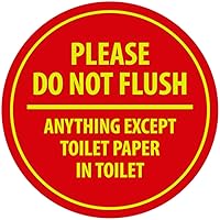 Vista 16 de Signs ByLITA Circle Please Do Not Flush Anything Except - Letrero de pared o puerta de papel higiénico - Cinta adhesiva de espuma de doble cara
