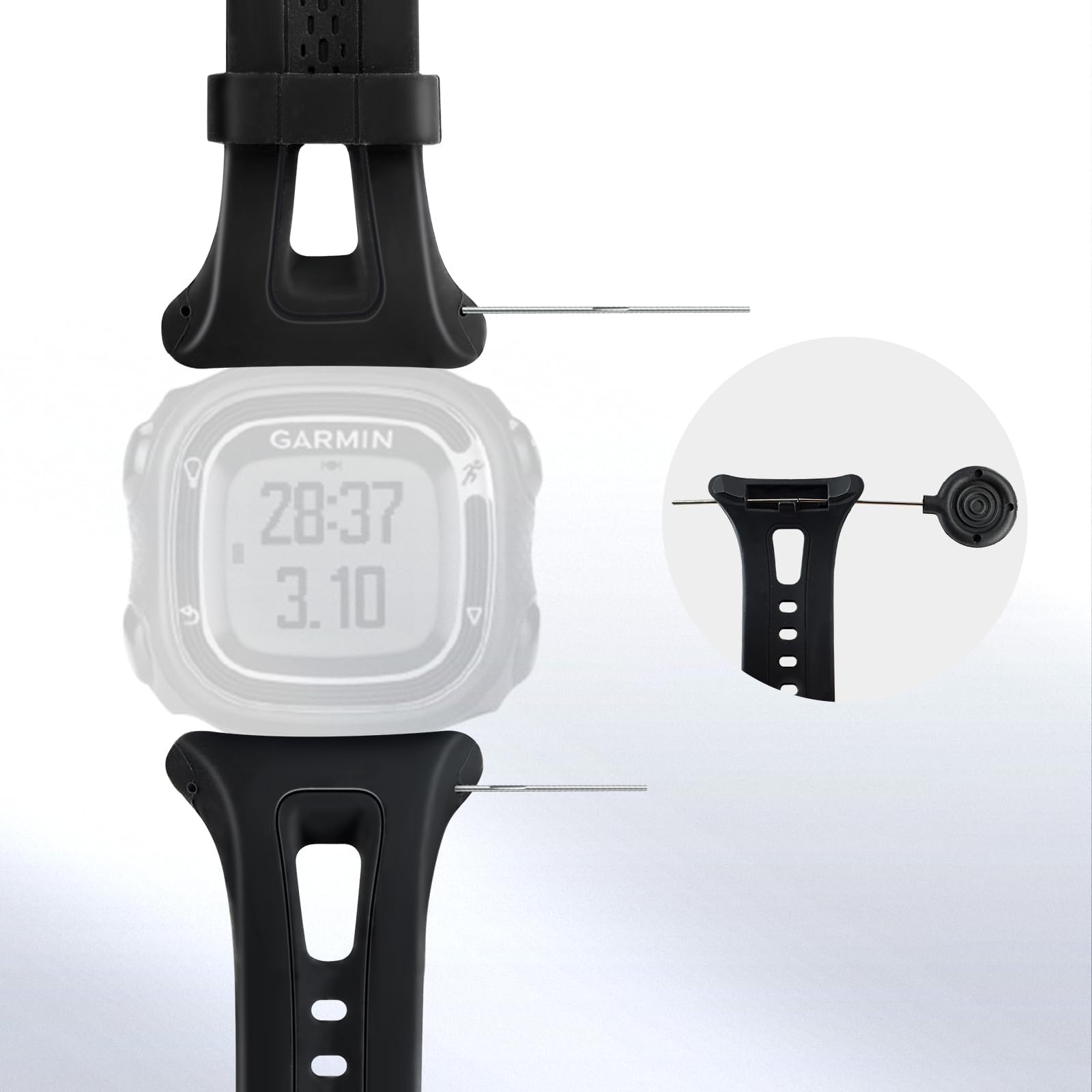 Silicone Wristband Strap Smartwatch Bracelet Band for Garmin Forerunner 10/Forerunner 15 GPS Running (black) - Image 3