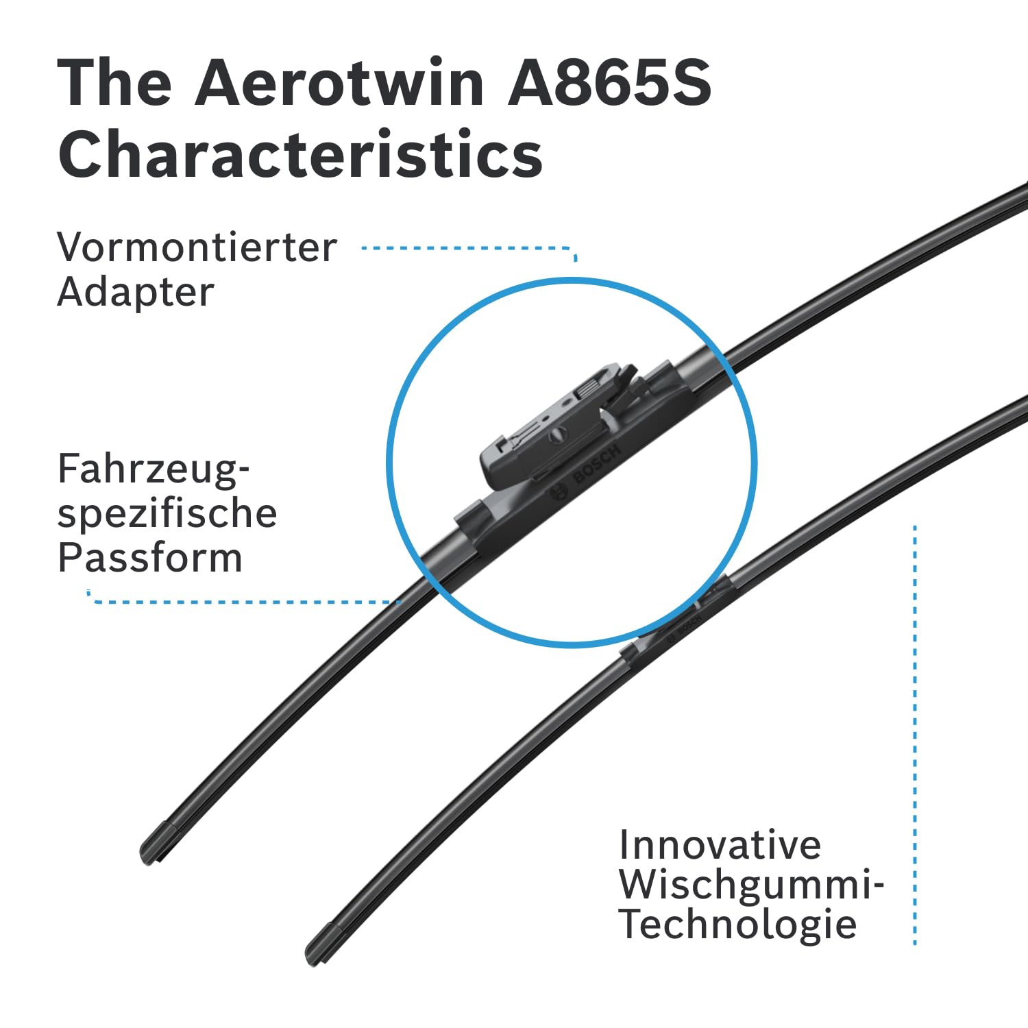 1x Set (2 Stück) BOSCH Aerotwin A865S Scheibenwischer vorne