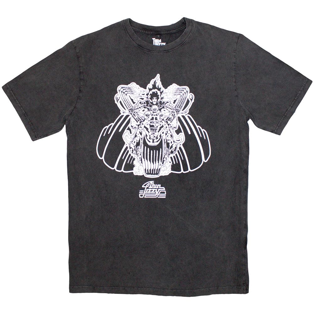 Rock Off Officially Licensed Products Men's Charcoal Thin Lizzy Rocker Limited Edition 999 Only Premium Wash T Shirt, L