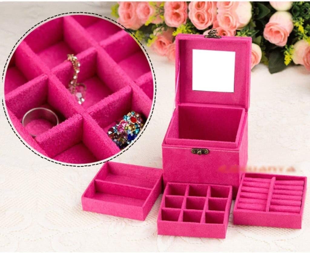 Pudełka na biżuterię z uchwytem w stylu retro Podróżny przenośny organizer na biżuterię Uchwyt na biżuterię Pudełko na organizery do przechowywania na biurku /96(Jewelry Box L)