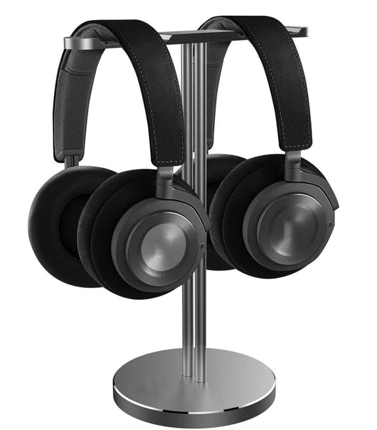 Supporto Supporto per Cuffie in Alluminio per Doppio Gancio per Espositore da Scrivania per Auricolari Cuffie(Black)