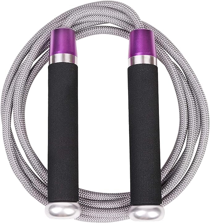 BlitzBite Professional Weighted Jump Ropes 1.41LB Adjustable Speed Skipping Rope Ball Bearings Anti-Slip Handles Boxing MMA Cardio Training Full body Exercise (Purple)