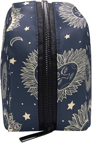 Miniatura 9 de senya Bolsa de maquillaje bohemia con estrellas y sol, luna, bolsa de cosméticos de viaje, estuche de tren para mujer, Patrón 2