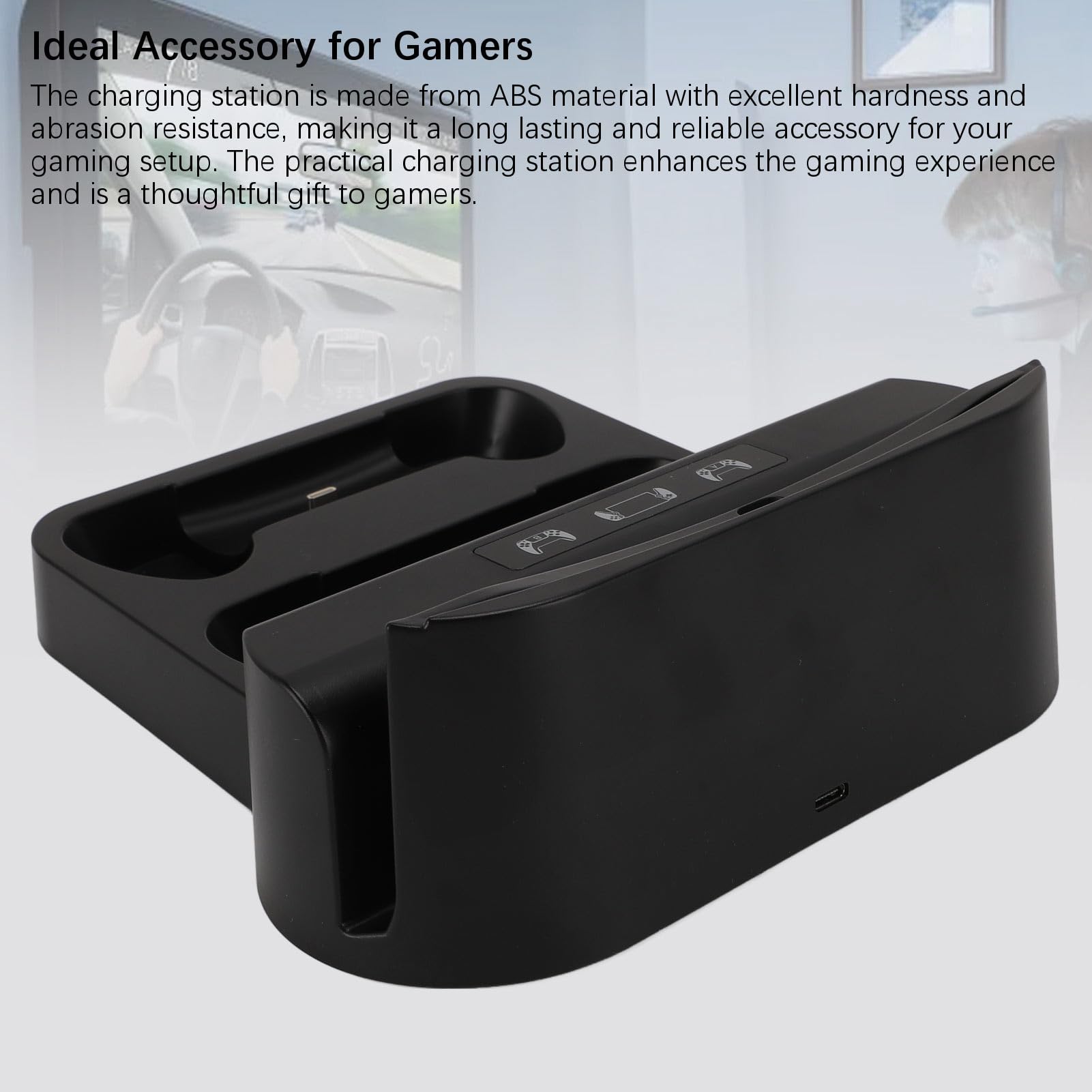 Dock di Ricarica per Portale PS PS 5, Supporto di Ricarica Doppio Controller 3 in 1 con Indicatore LED e Cavo USB C, Supporto per Caricabatterie Portale PS per Portale PS/PS 5