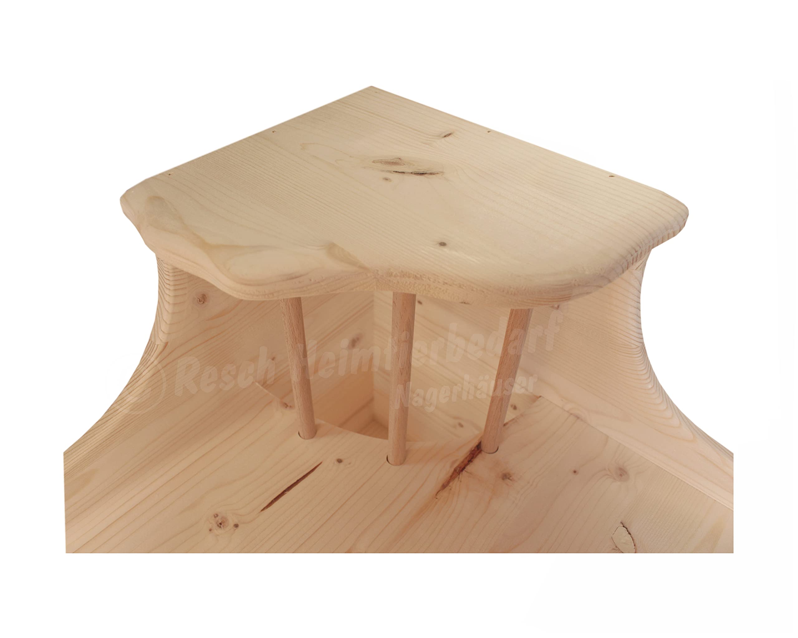 Resch Nr45 Heuburg, Naturbelassenes Massivholz aus Fichte/Mit Einer Zwei Etagen Heuraufe, Zwei Großen EIN-/Ausgängen und Einer Rampe zur Terrasse/Maße: 43,4 x 66,5 x 35cm (LxBxH)