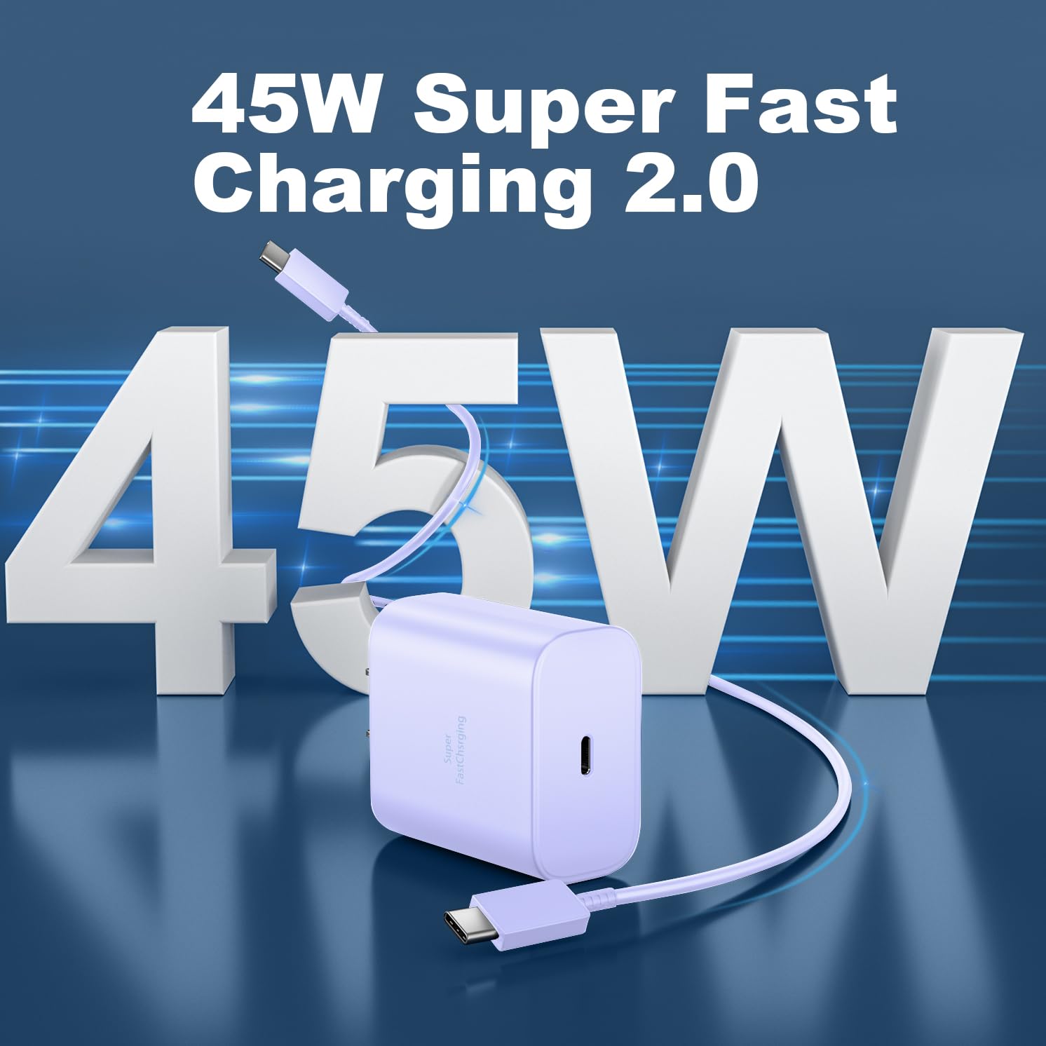 45W USB C Fast Charger Block Super Fast Charging Type C Charger for Samsung Galaxy S25 Ultra/S25/S24 Ultra/S24/S23 Ultra/S23/S22 Ultra/S22/S21/S20,PPS Android Phone Charger with 6.6FT Cord-Purple