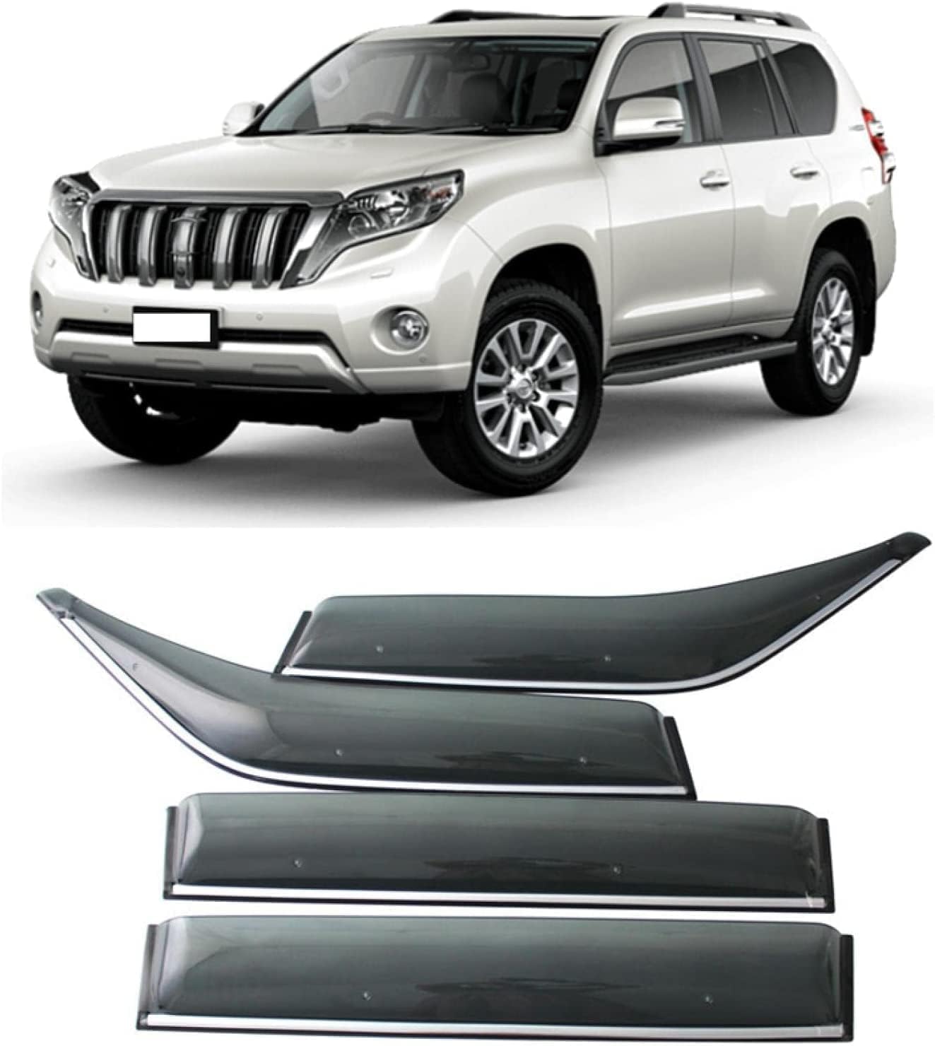 CAKERS 4 Piezas Deflectores de Aire, para Toyota Land Cruiser Prado 150 Fj150 2010-2020 Deflectores de Viento Ventanas Laterales Delantera Trasera Accesorios