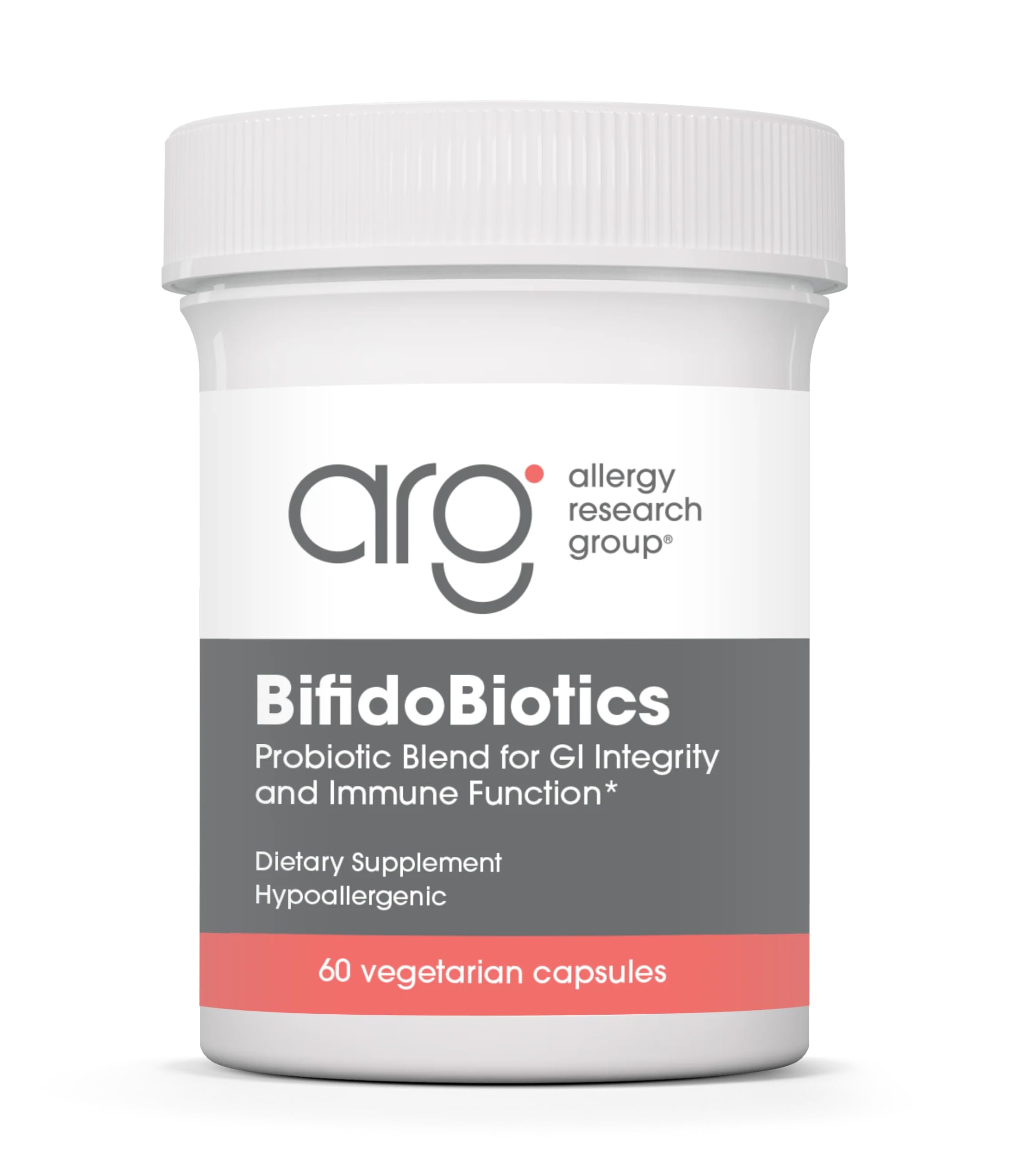 ARG BifidoBiotics with LactoSpore - Probiotic Blend - Supports Digestive Health - Helps Maintain Intestinal Balance - Dairy-Free Probiotics - Vegetarian & Hypoallergenic - 60 Servings - 60 Capsules