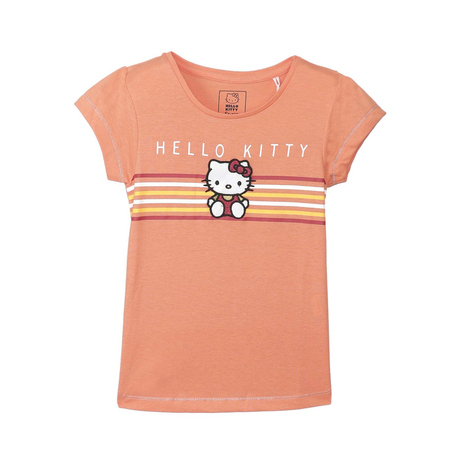 KidsvilleHello Kitty Printed Regular Fit Peach Cotton Girl's T-Shirt