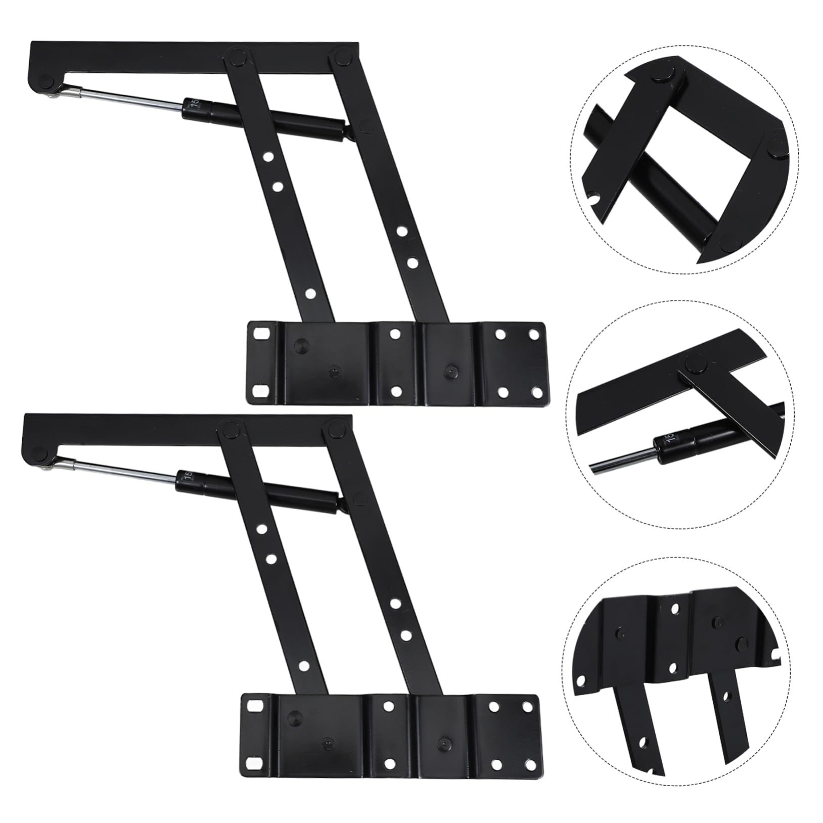 1 Par de Marcos Elevadores de Mesa de Hierro Negro | Soporte Plegable para Muebles, Estructura Resistente, Ahorro de Espacio, para Mesa de Café Telescópica
