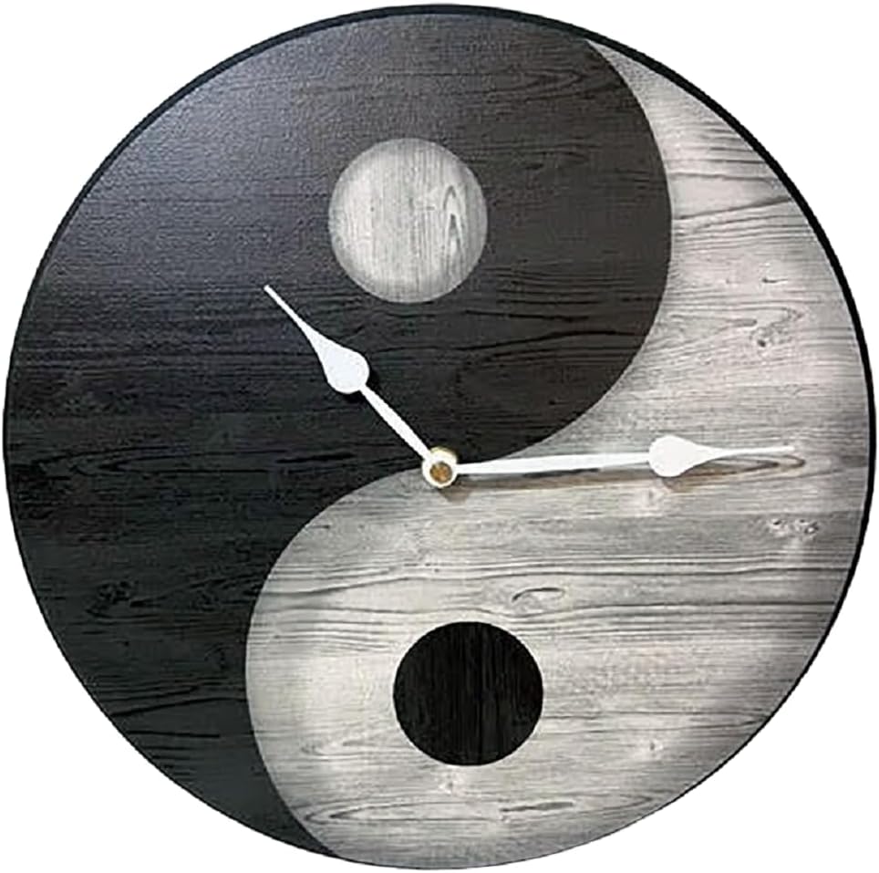 Zen Yin Yang Brown Wall Clock | Ultra Quiet Quartz Mechanism | Hand Made in USA Beautiful Crisp Lasting Color | Comes in 8 Sizes (Wood, Brown White Hands 12-Inch)